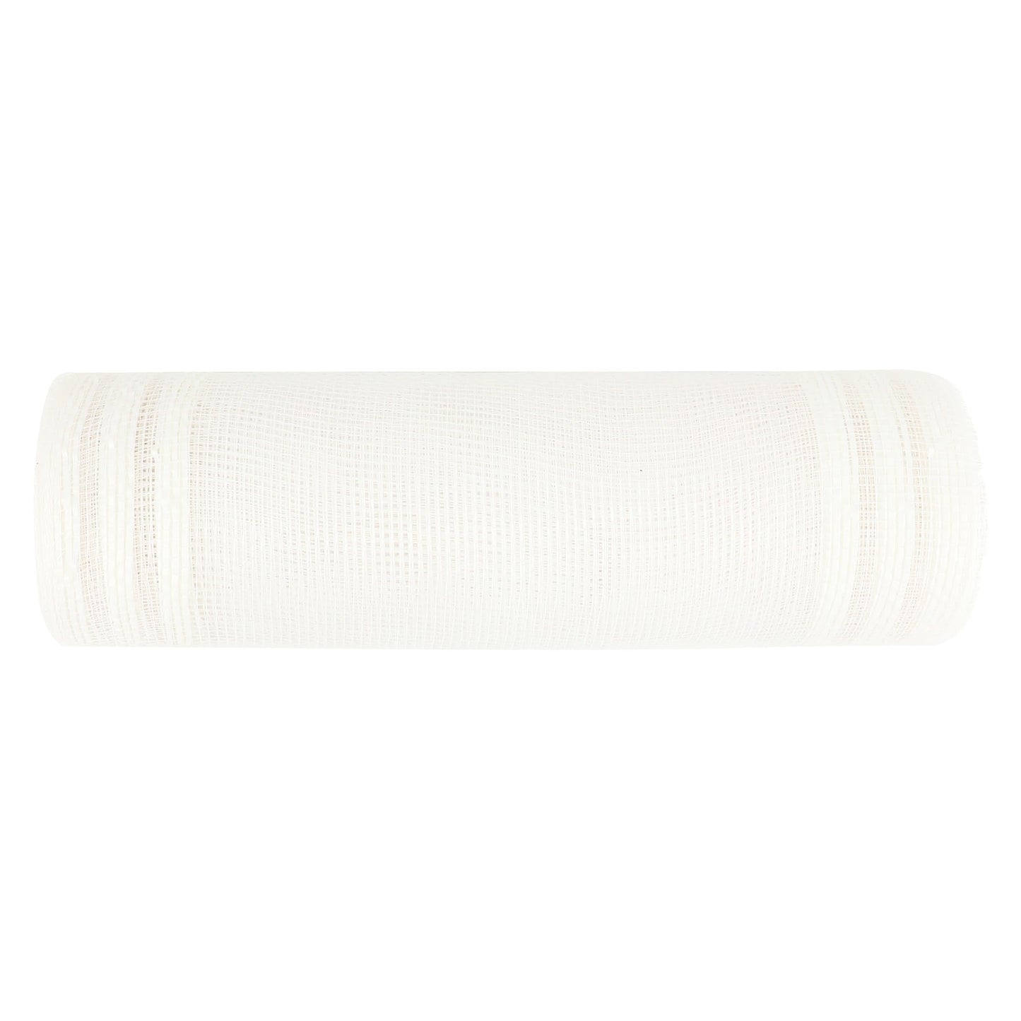 MEEDEE White Deco Mesh 10 Inch Roll Christmas Mesh Ribbon Basic Mesh with White Stripes 10 Yards Mesh Ribbon for Christmas Tree, Wreath Supplies, Garland, Bow Making