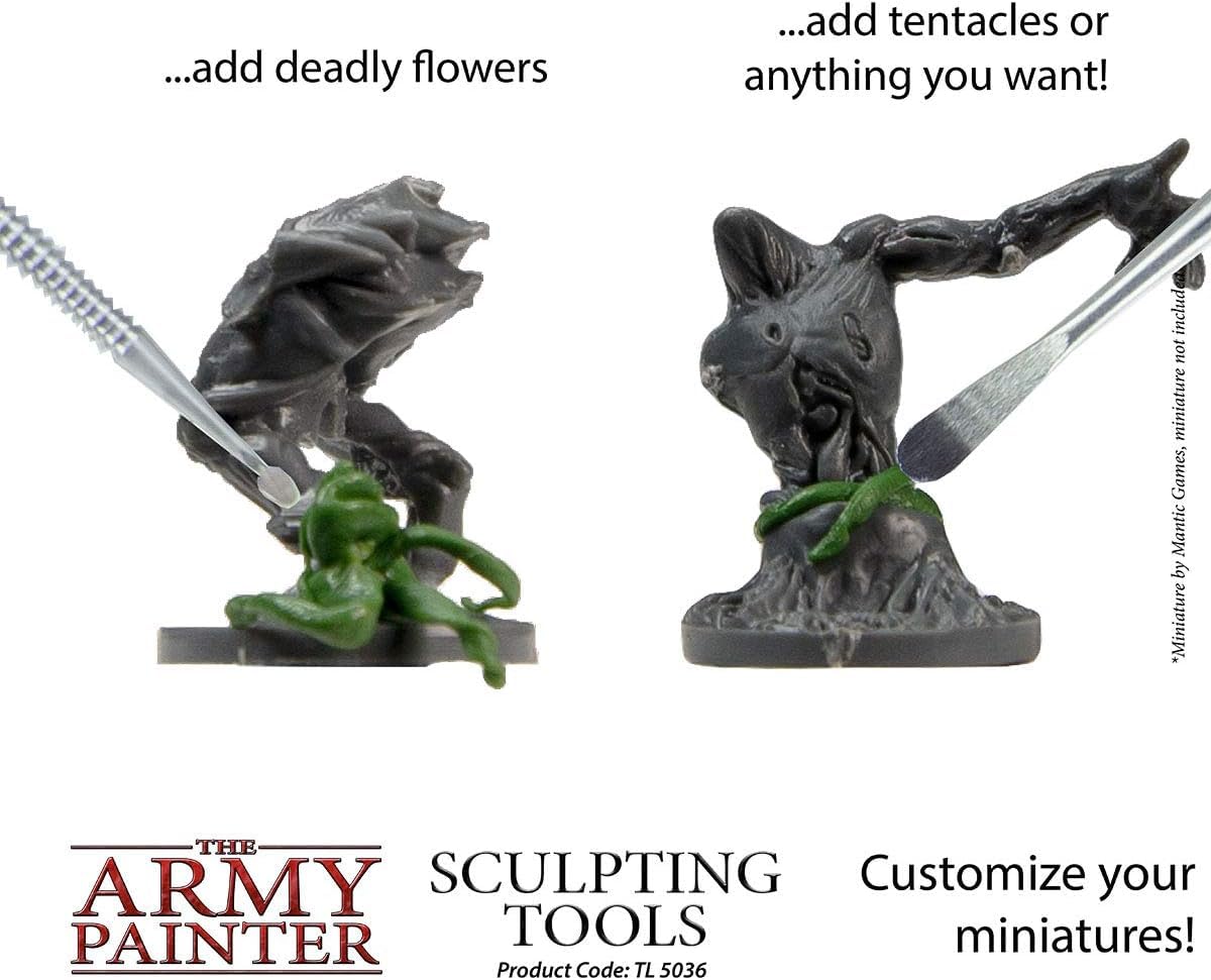 The Army Painter Clay Sculpting Tools - Set with Three Double Ended Stainless Steel Dab Tool, Polymer Clay Tools for Modeling Plastic, Resin, and Metal Miniatures - Green Stuff Putty Tool Clay