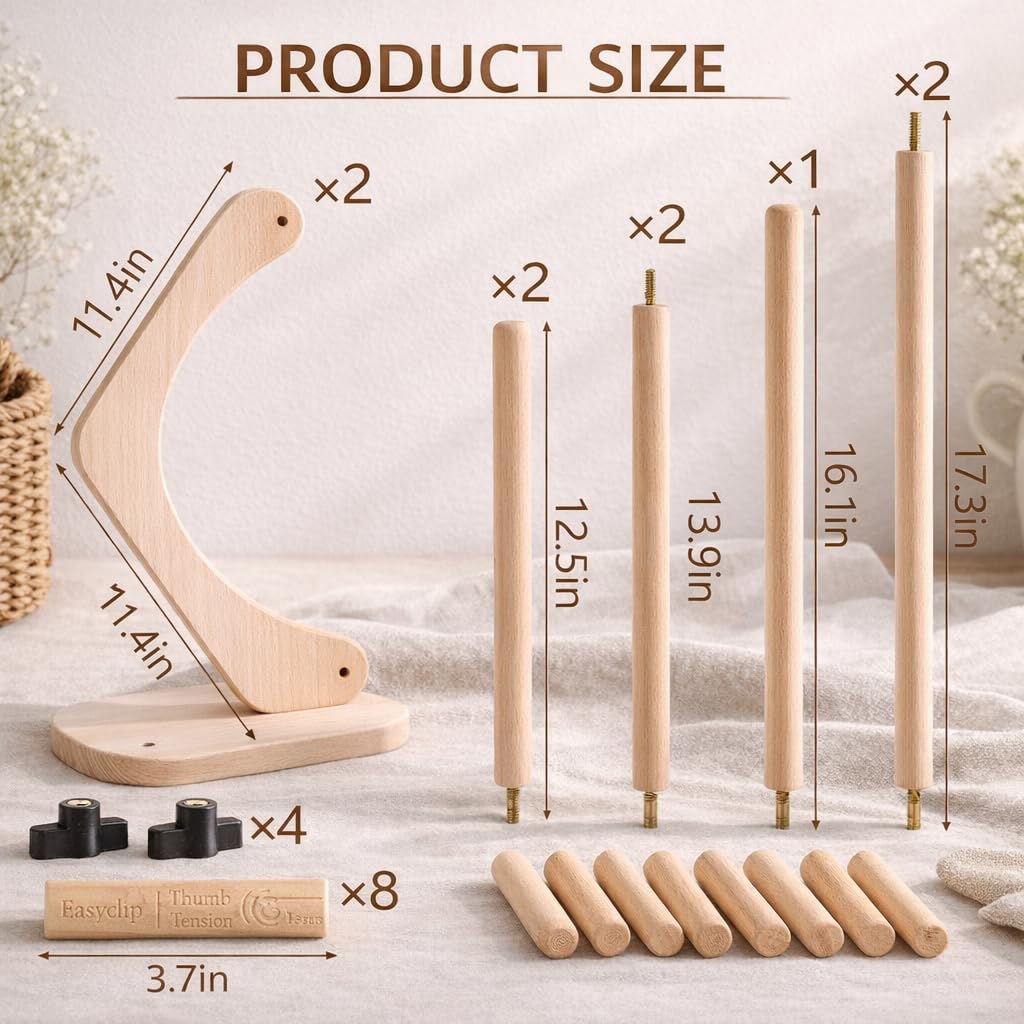 Embroidery Table Stand for Lap or Tabletop, Hands-Free Wooden Needlepoint Holder with 2 Pole Sets for Cross Stitch, Sewing and Needlework