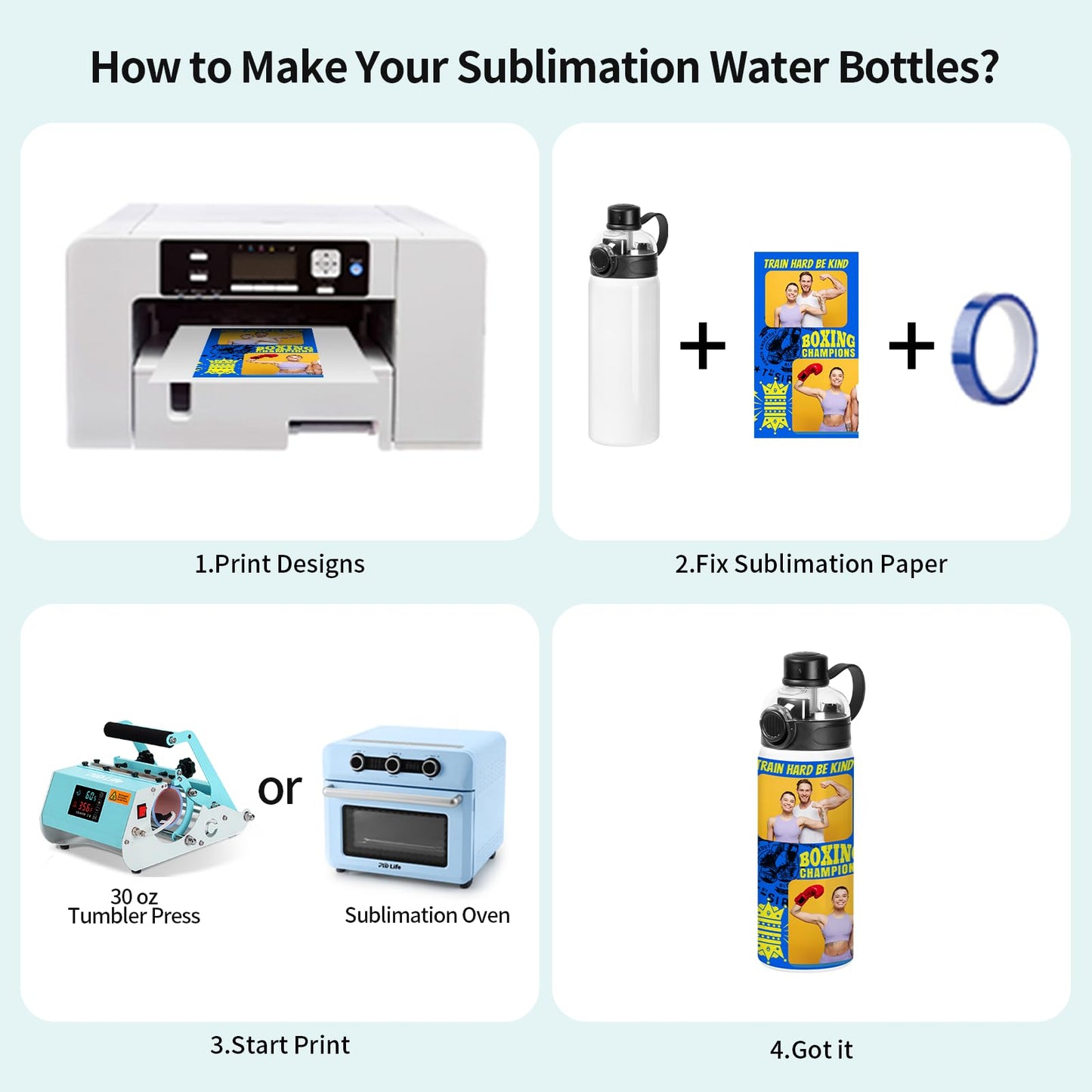 PYD Life 8 Pack Sublimation Sports Water Bottle Blanks 24 OZ 720 ML White Tumblers Cups Vacuum Flask Jug with Straw Spout Pop Lid and Silicone Handle for Sublimation Printing