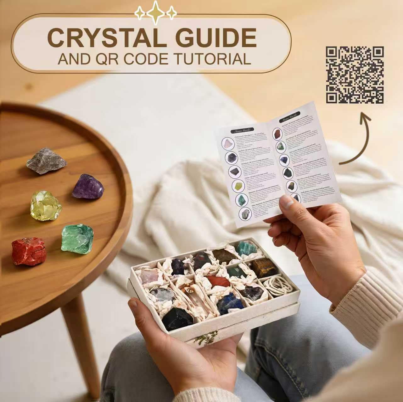 Alcrysia Set of 12 Raw Crystals and Healing Stones, One Stone for Each Month, Chakra, Meditating and Energy Healing Stones, DIY Necklace kit and Clear Quartz Necklace, Handcrafted Gift for Women