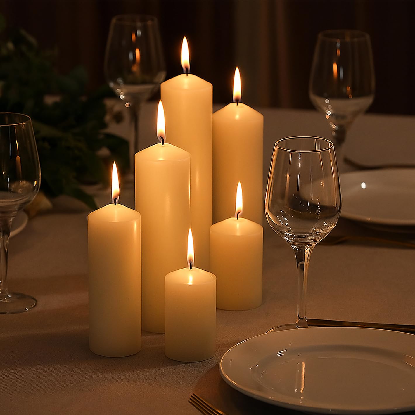 Veiuwa 18 Pack Ivory Pillar Candles Bulk Set, 2x3 2x4 2x6 Inch - 6 Each Size, Dripless Smokeless Clean Burning for Wedding Centerpieces, Home Decor, Church, Romantic Ambiance!