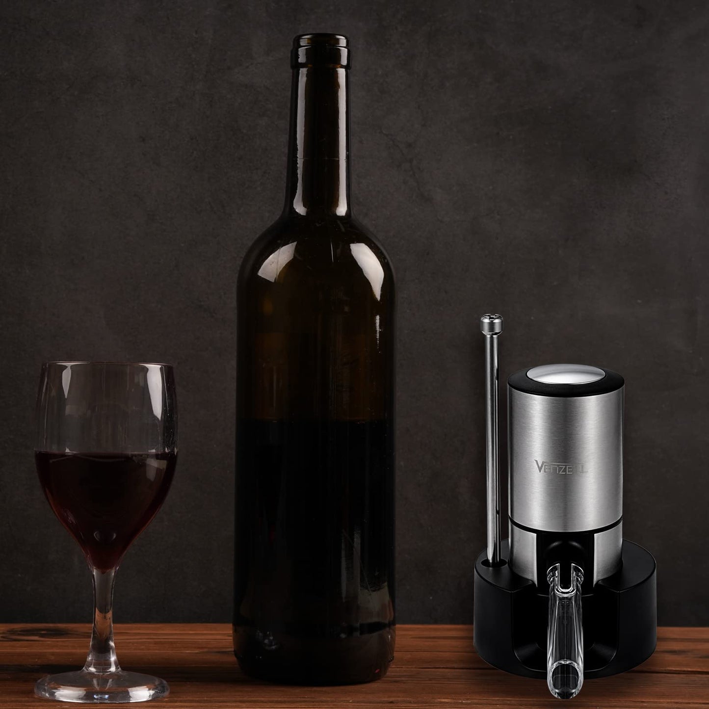 VENZELL Electric Wine Aerator and Pourer - Smart One-Button Wine Decanter with Automatic Vacuum Stopper and Dispenser