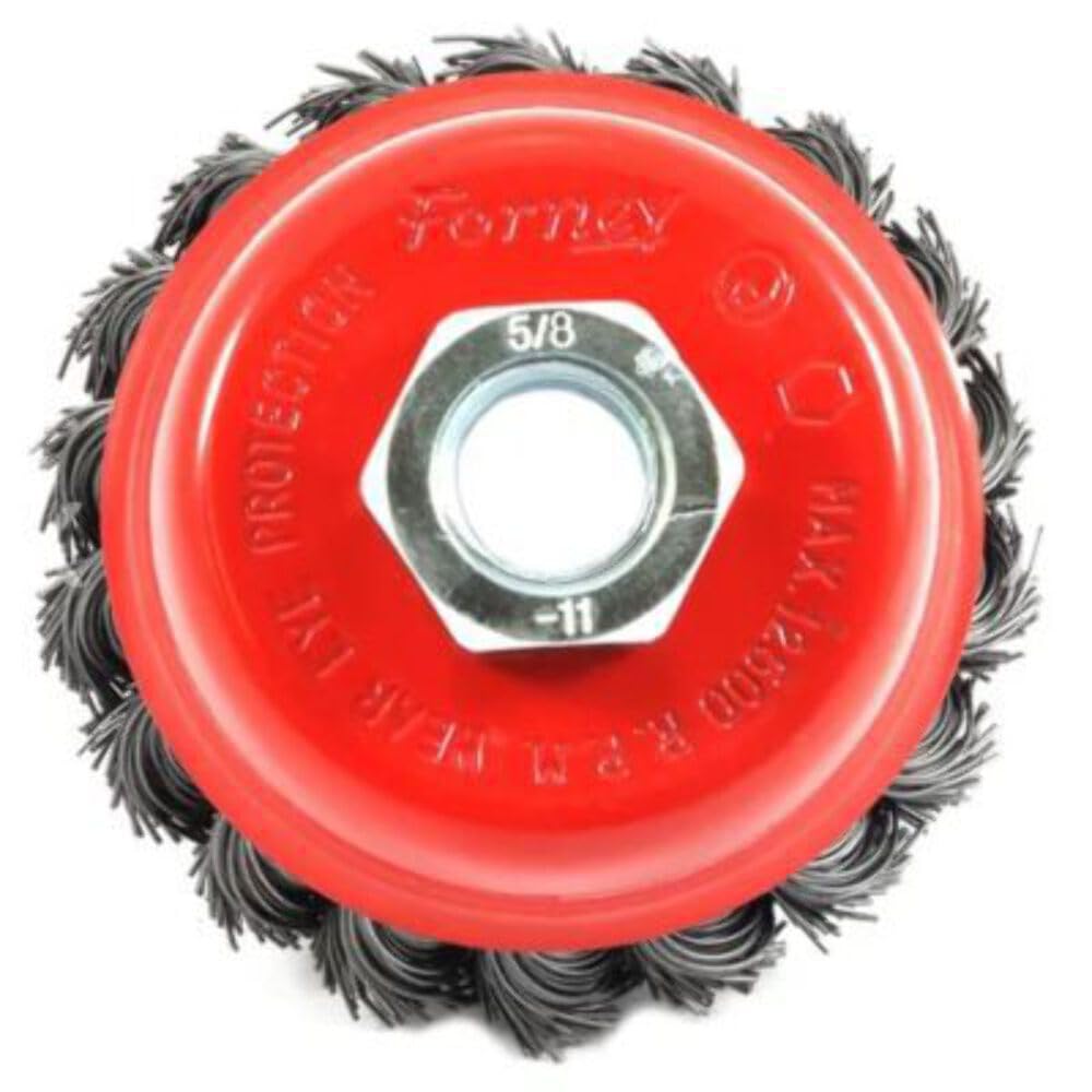 Forney 72757 Wire Cup Brush, Knotted with 5/8-Inch-11 Threaded Arbor, 2-3/4-Inch-by-.020-Inch