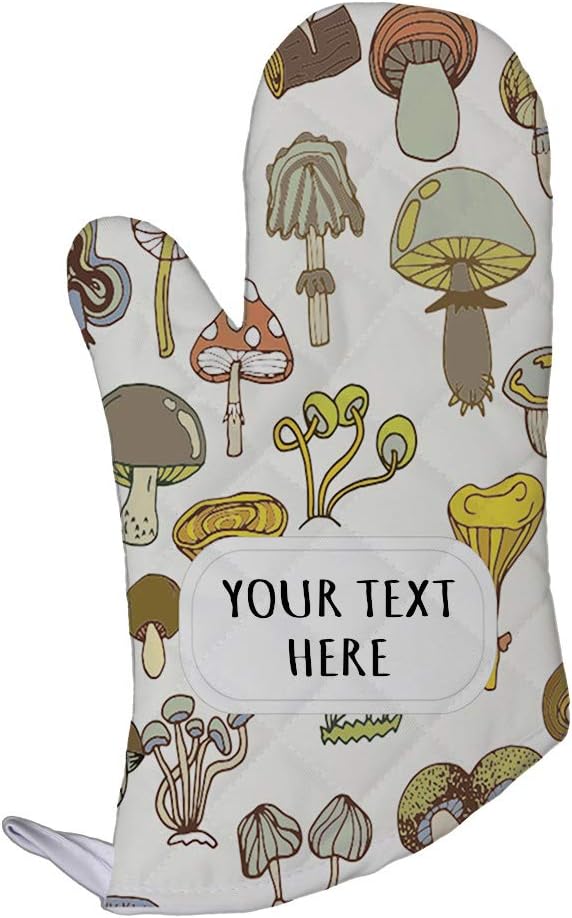 Polyester Oven Mitt - Style In Print Custom Mushroom 1 Pattern White Yellow Adults Kitchen Mittens