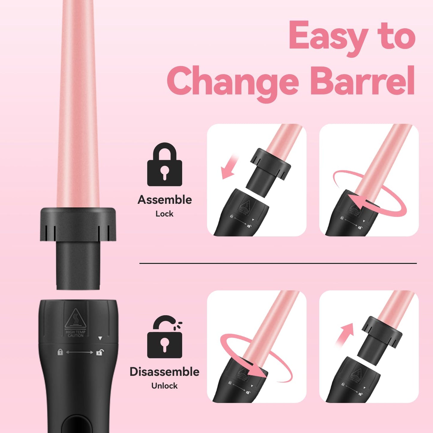 MOCEMTRY 5 in 1 Curling Wand Set (0.35"-1.25") with 3 Barrel Hair Crimper, Bubble Curling Wand and 3 Ceramic Barrels, Curling Iron 1 inch Crimper Hair Tool Waver with Two Temp Control, Gifts for Women