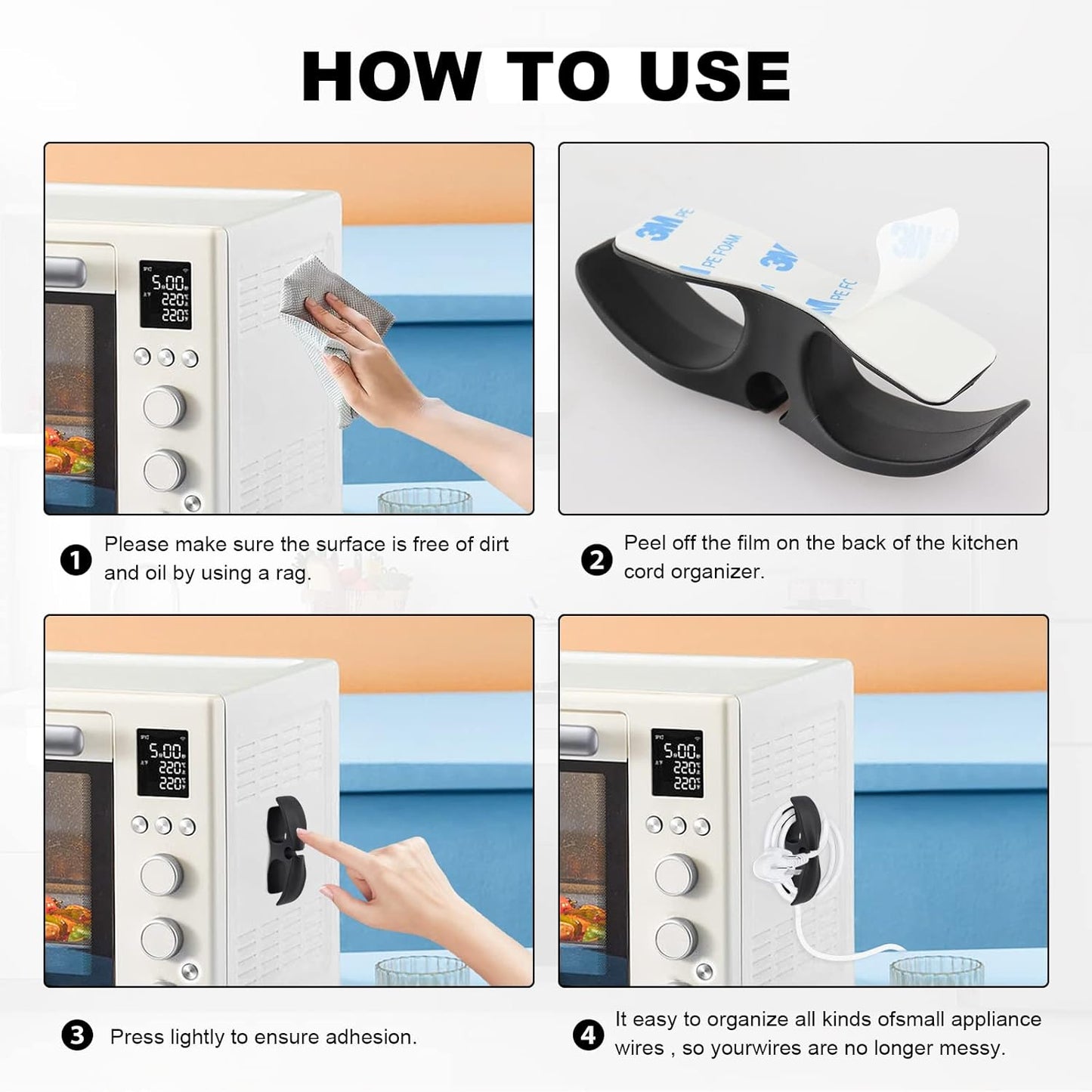 5 Pack Cord Organizer for Appliances, Kitchen Appliance Cord Wrapper Holder for Storage Home Appliances