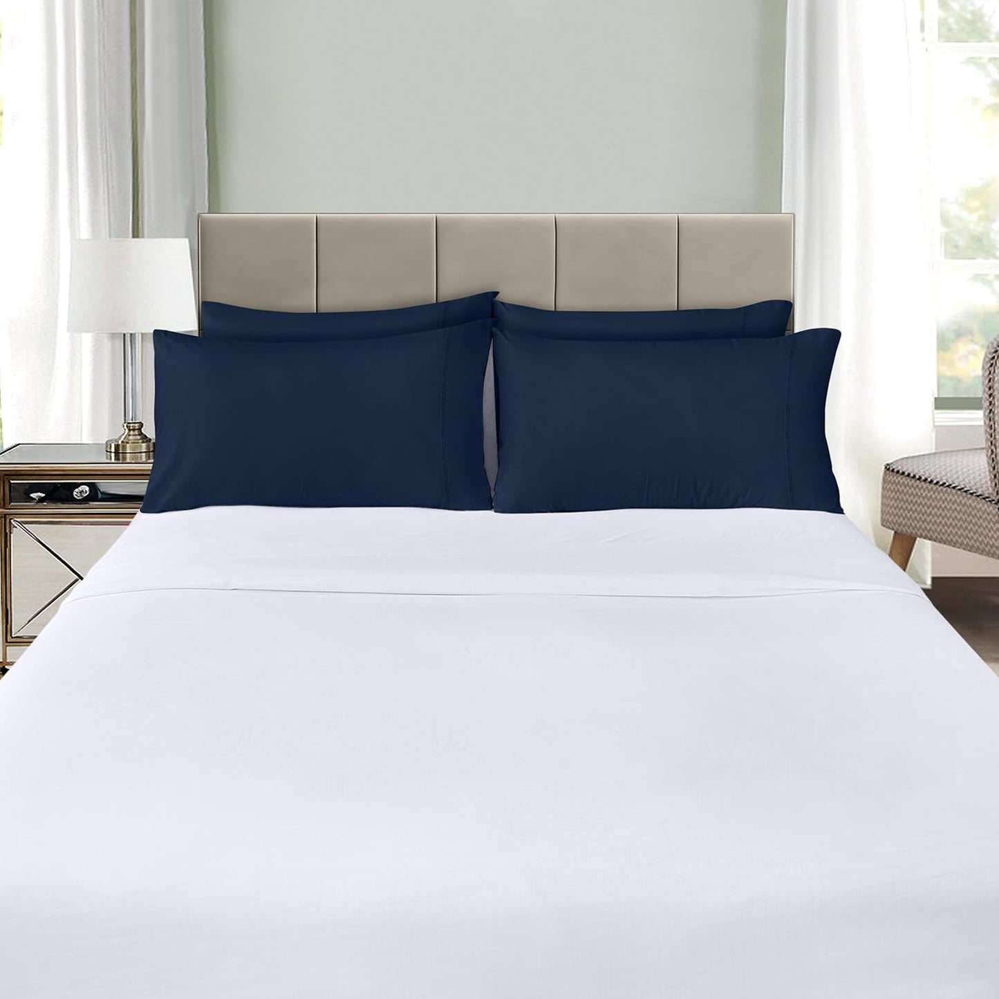 Utopia Bedding Standard Pillow Cases - Soft Brushed Microfiber - 4 Pack, Navy, 20 x 26 Inches
