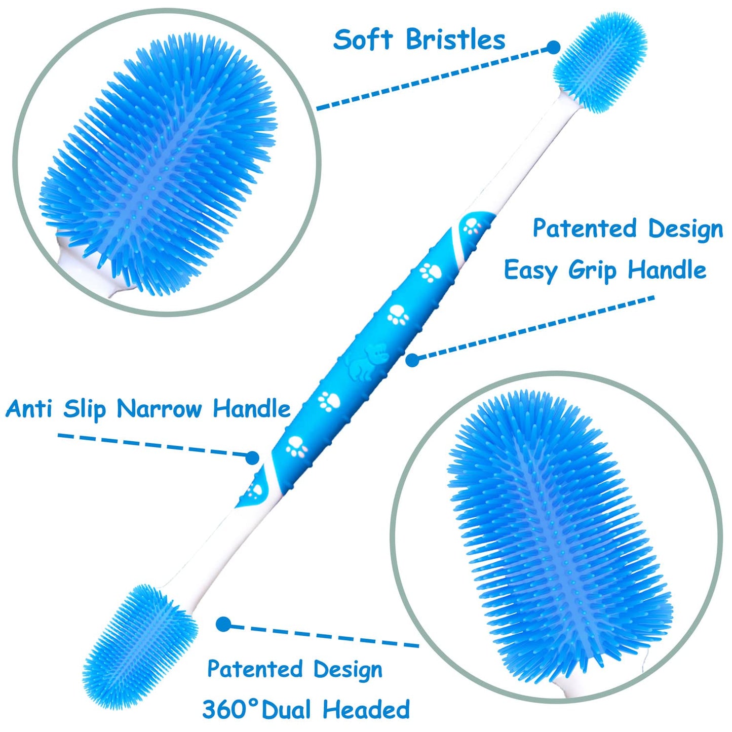 PenVinoo 360 ° Dog Toothbrush Pet Toothbrush 360 ° Finger Toothbrush Medium and Large Dogs
