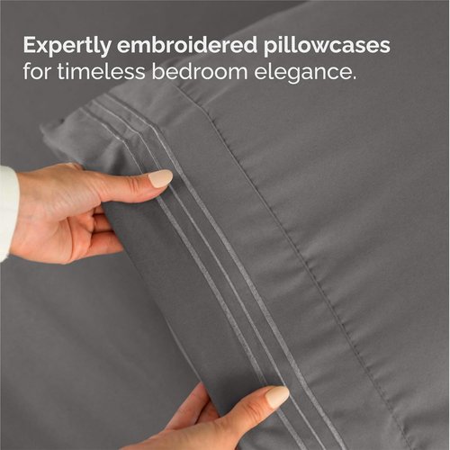 King Size 4 Piece Sheet Set - Ultra-Soft Cooling Bed Sheets for Luxurious Comfort - Deep Pockets - Dark Grey
