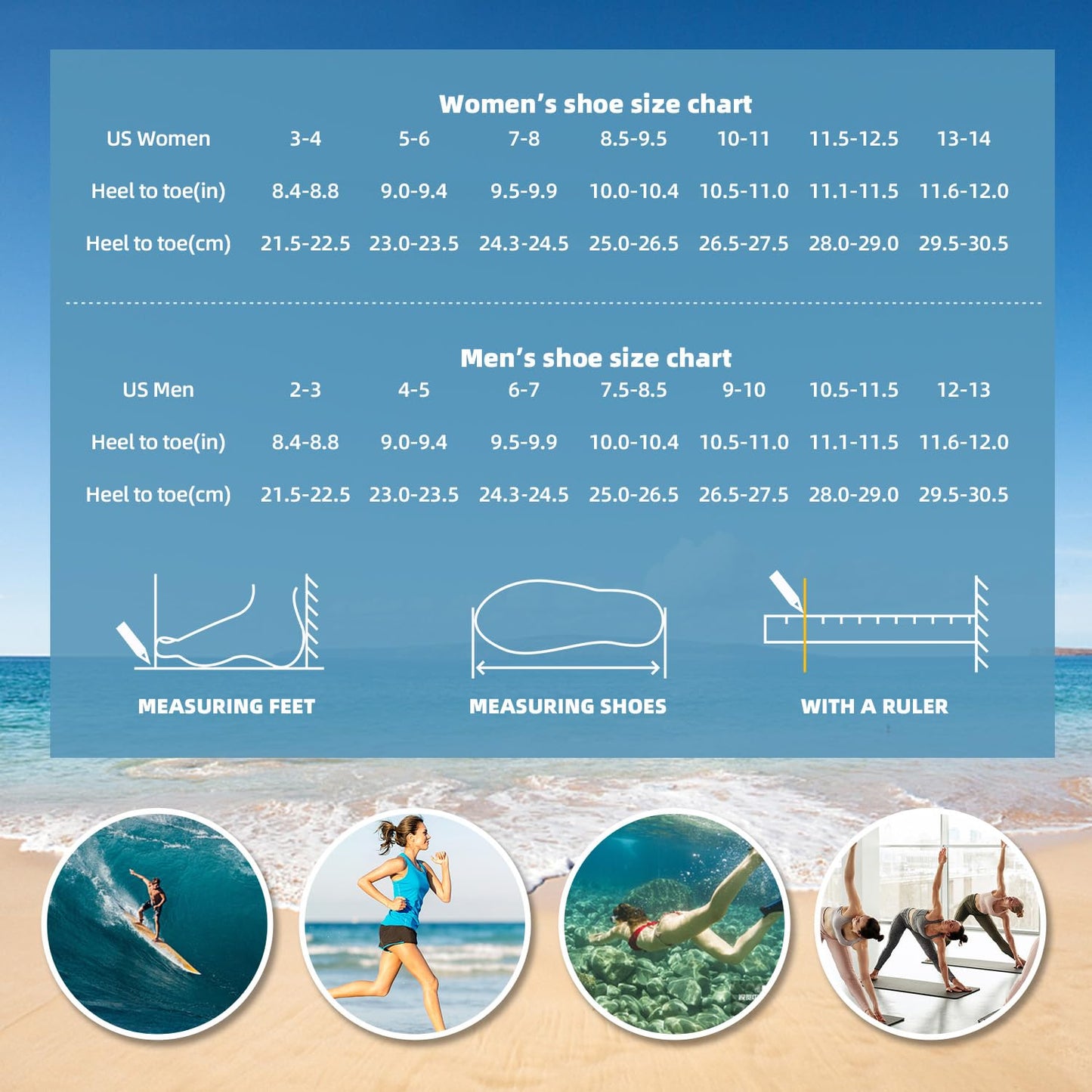 Water Shoes for Women Men Quick-Dry Aqua Socks Swim Beach Barefoot Yoga Exercise Wear Sport Accessories Pool Camping Must Haves Adult Youth Size 5-6 Women/4-5 Men