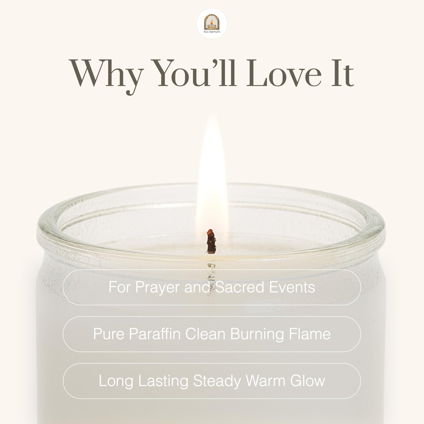 Alumenza 3 Pack Santa Cruz Candle in Glass Jar 90 Hours– Paraffin Wax, Clean Burning Unscented | Large & Tall Devotional Prayer Pillar Candles for Home, Memorial, Rituals
