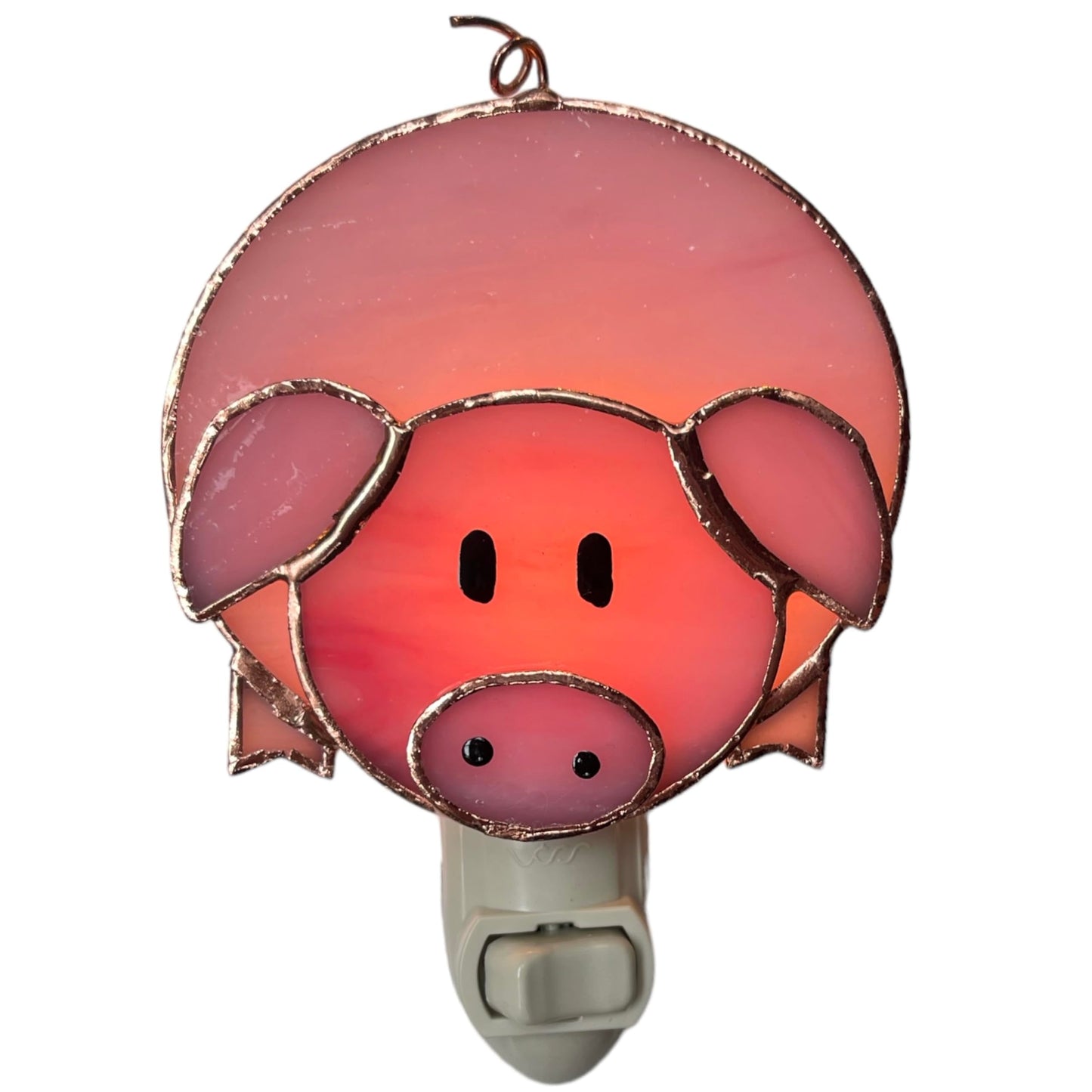 Gift Essentials Pink Pig Plug in Night Light - Stained Glass Nightlight with On/Off Rocker Switch - Includes One 4 Watt Replaceable Incandescent Warm Glow Bulb
