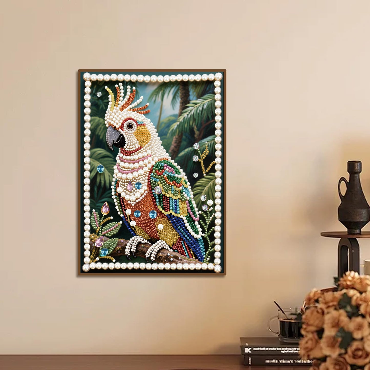 Stalente Pearl Diamond Painting Kits for Adults Parrot, 5D Special Shape Diamond Art Kits for Beginners, Crystal Rhinestones Diamond Painting for Home Wall Decoration Gift 12×16inch, Bird