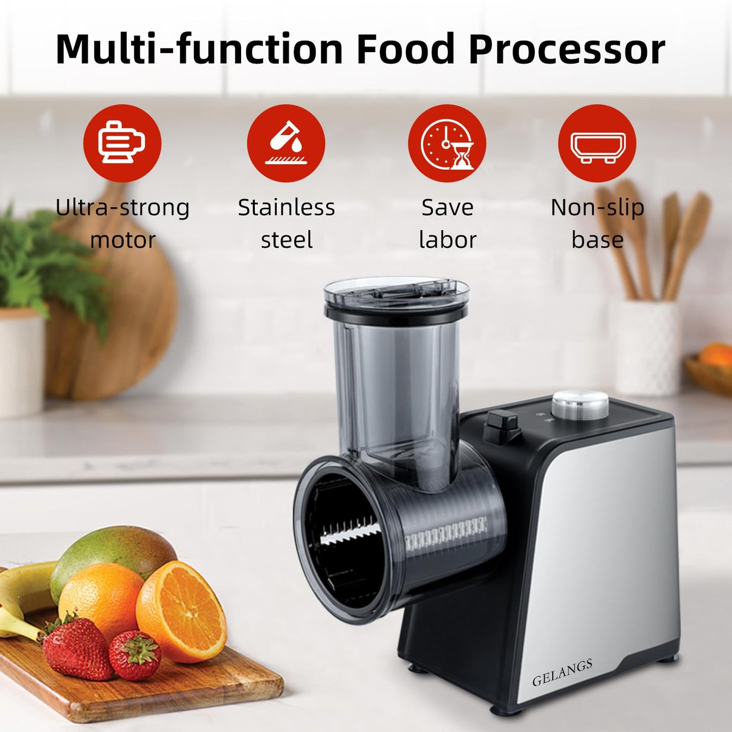 5 In 1 Electric vegetable slicer,300W Electric Cheese Grater Salad Shooter, One-Touch Easy Control, Electric Grater for Vegetables, Cheeses and NutsFor Home Kitchen