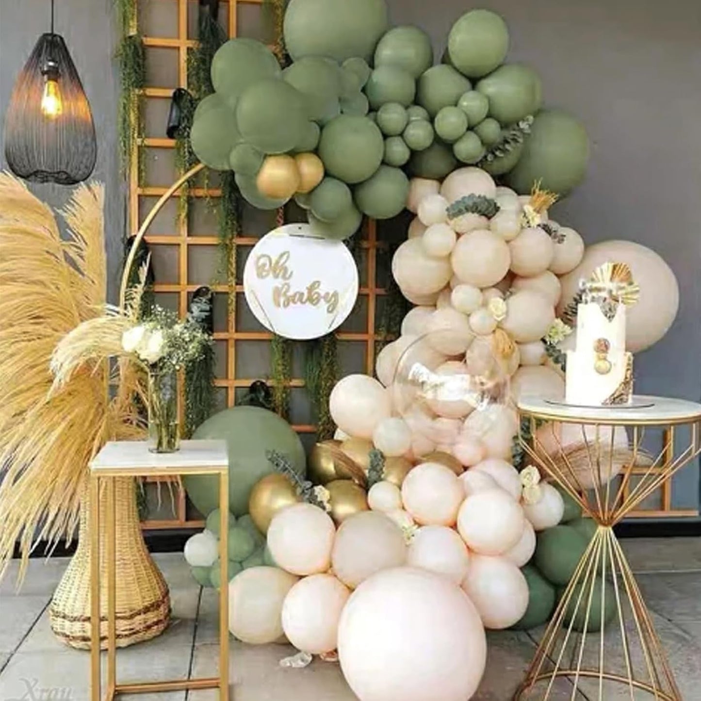PartyWoo Sage Green Balloons - 140-Piece Boho Balloon Arch Kit for Jungle Birthday Decor | 5-12 Inch Sizes
