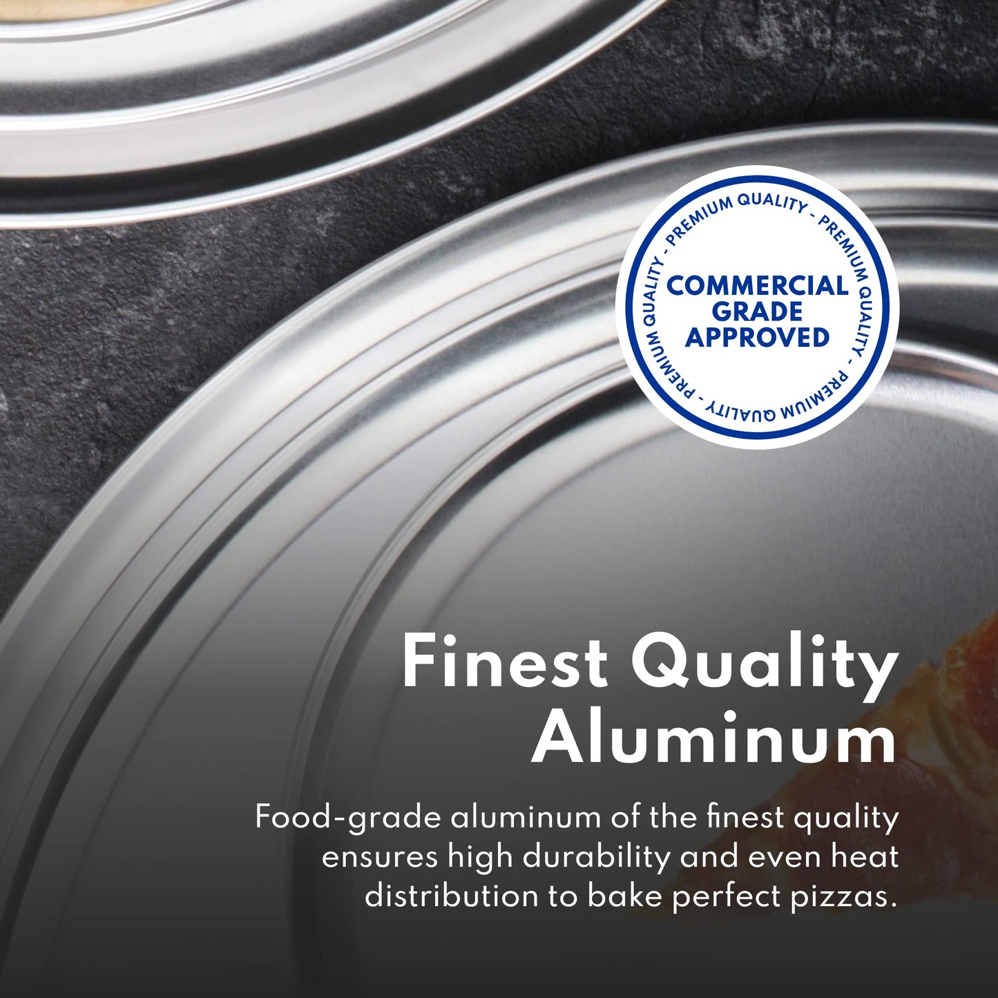 New Star Foodservice Restaurant-Grade Aluminum Pizza Pan/Tray, Wide Rim, 18 Inch, Pack of 6