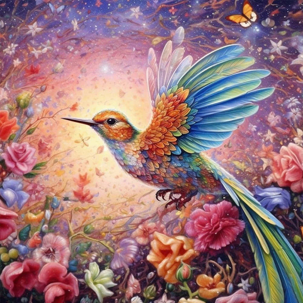 Huacan Diamond Art Kits for Adults Bird AB Drills Diamonds Painting Kit DIY Full Round Drill Paintings for Home Wall Decor Picture Size 12 * 12 Inch