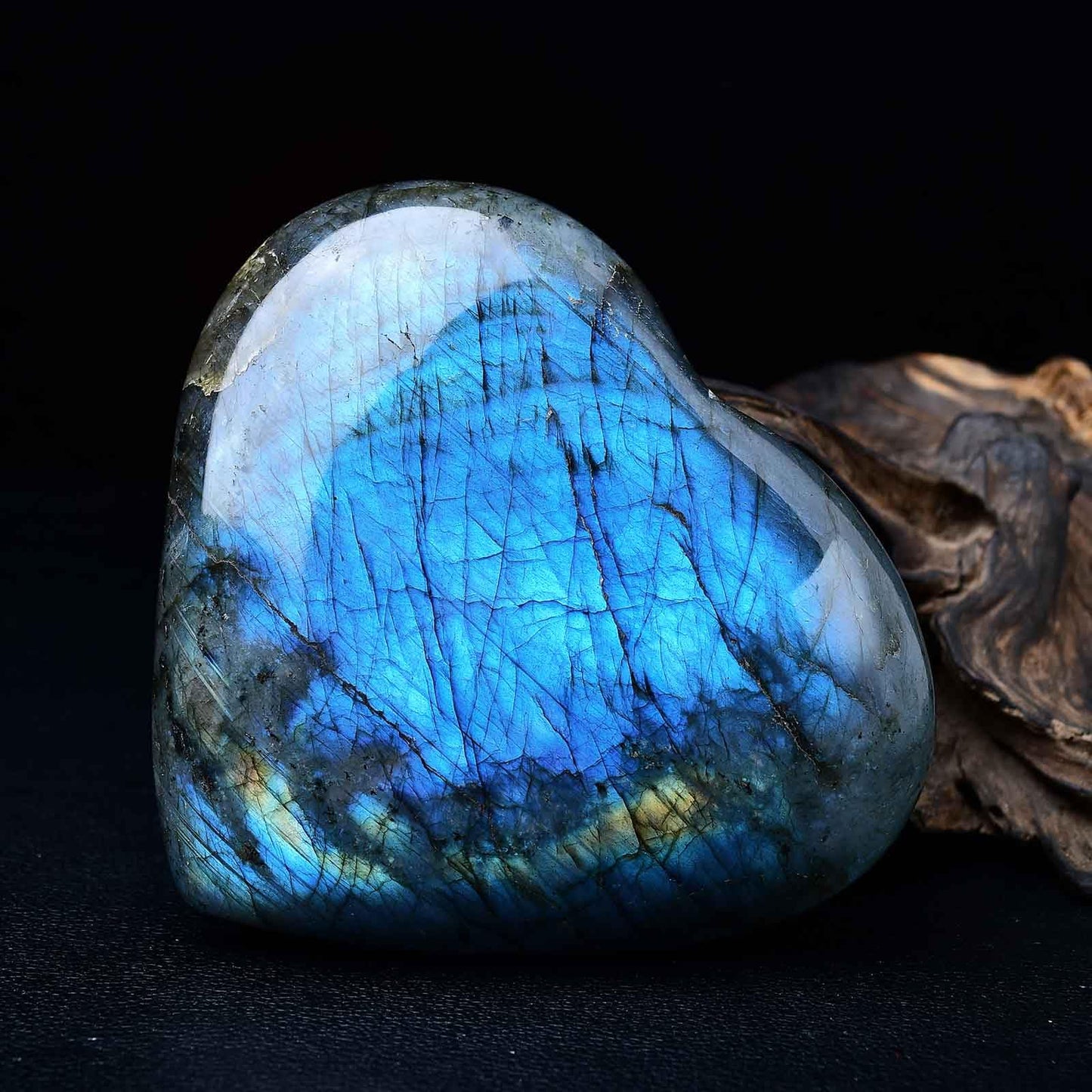 Extra Large Heart Crystal Stones Healing Crystal Palm Polished Love Shaped Gemstones Blue Labradorite Heart Rock Meditation Gift 3.0-3.5 Pounds
