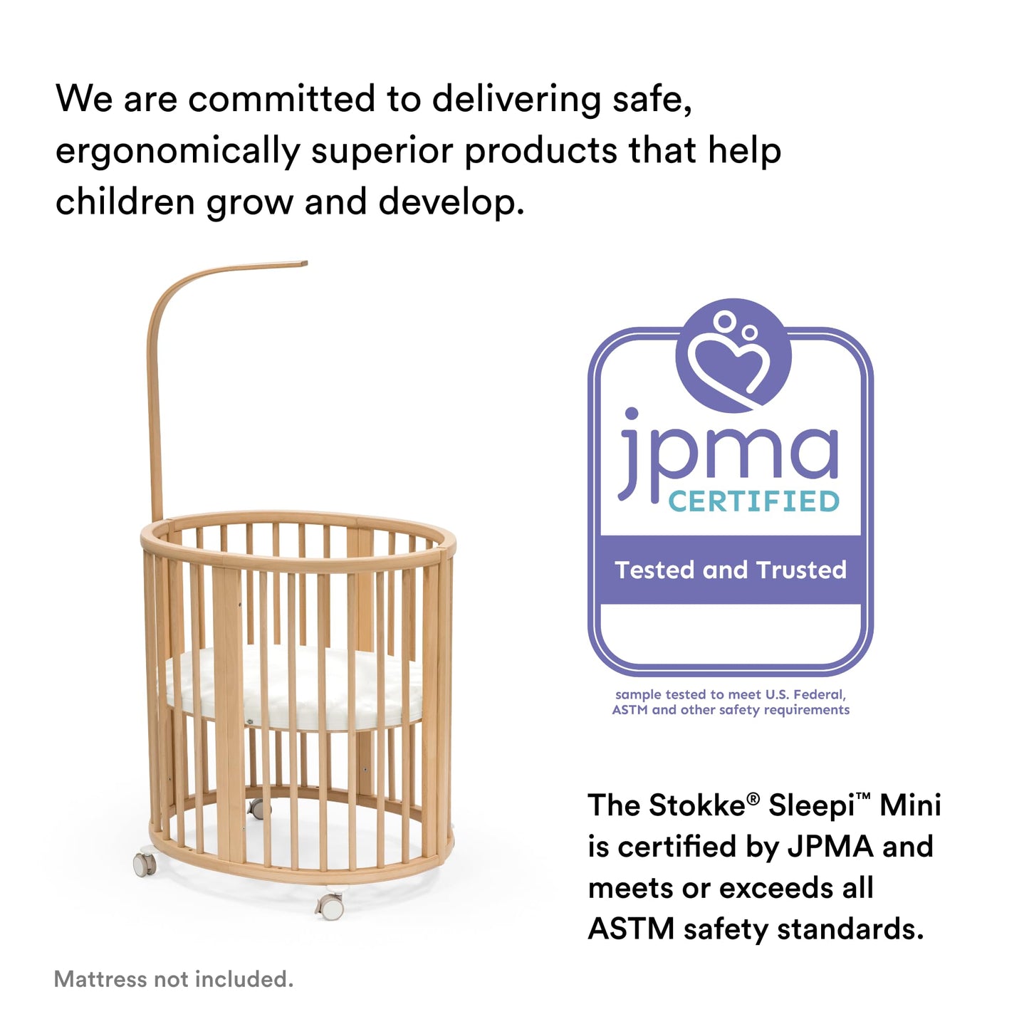 Stokke Sleepi Mini Bundle V3, Hazy Grey - Includes Sleepi Mini V3, Mattress & Drape Rod - Suitable for Ages 0-5 Years Old - Adjustable & Stylish