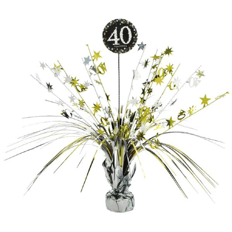 Sparkling Celebration Spray Centerpiece (18") - Pack of 6 | Gold, Silver & Black Foil Party Table Decor | Perfect for Milestone Birthdays, Anniversaries & Special Occasions, 60th