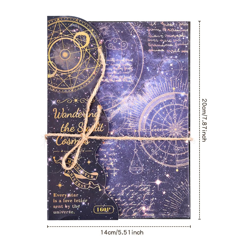 icceemee 160 Sheets of Starry Sky Scrapbook Paper, journaling Scrapbook Supplies Craft Collage Paper Set, Junk Journal Bullet Journal Poster Room Decor for Card Making Decorative Gifts