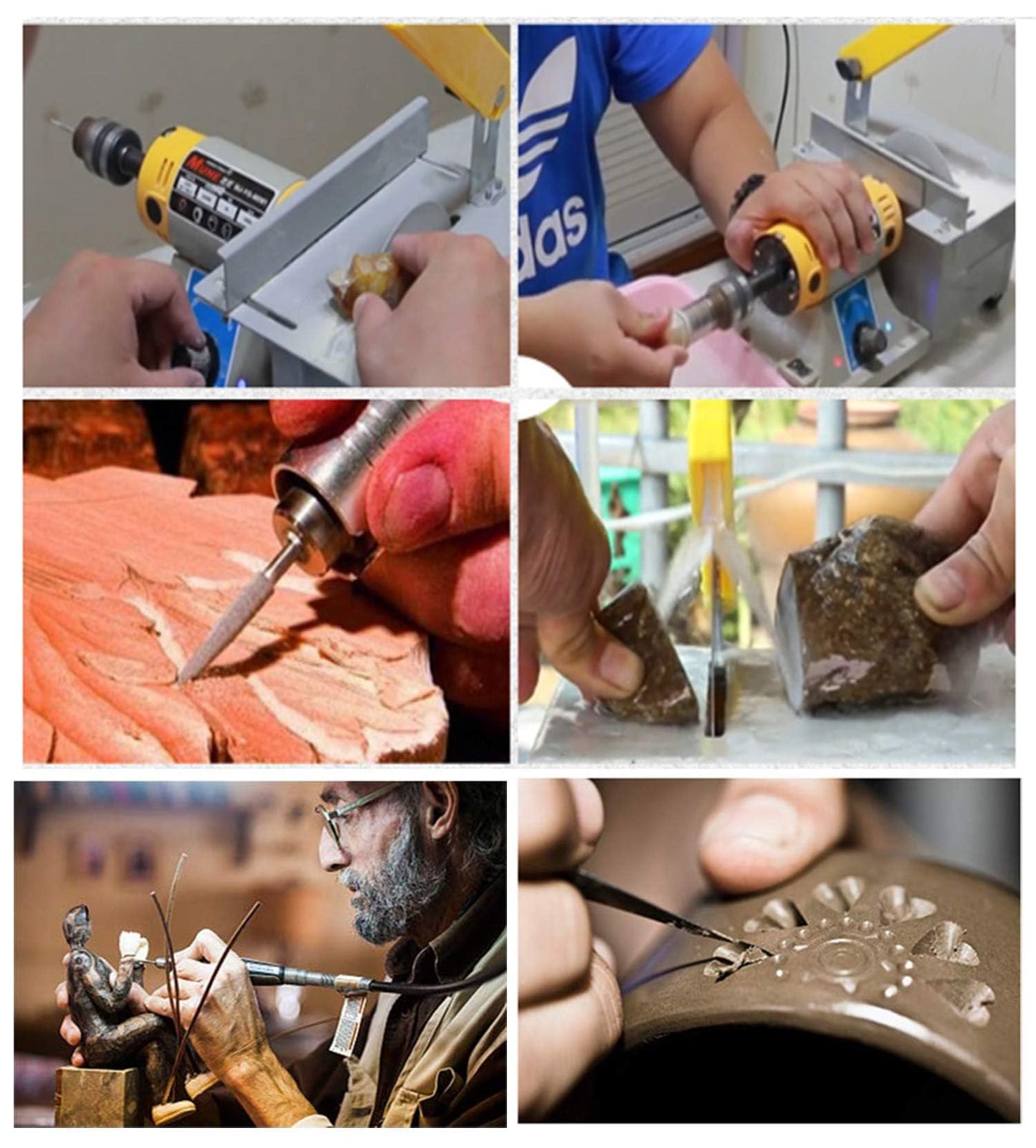 Lapidary Saw for Cutting Rocks, 6" Lapidary Equipment Stone Cutter Machine, 110V Wet Table Saws, 10000RPM with Water Drip System, Right Benchtop