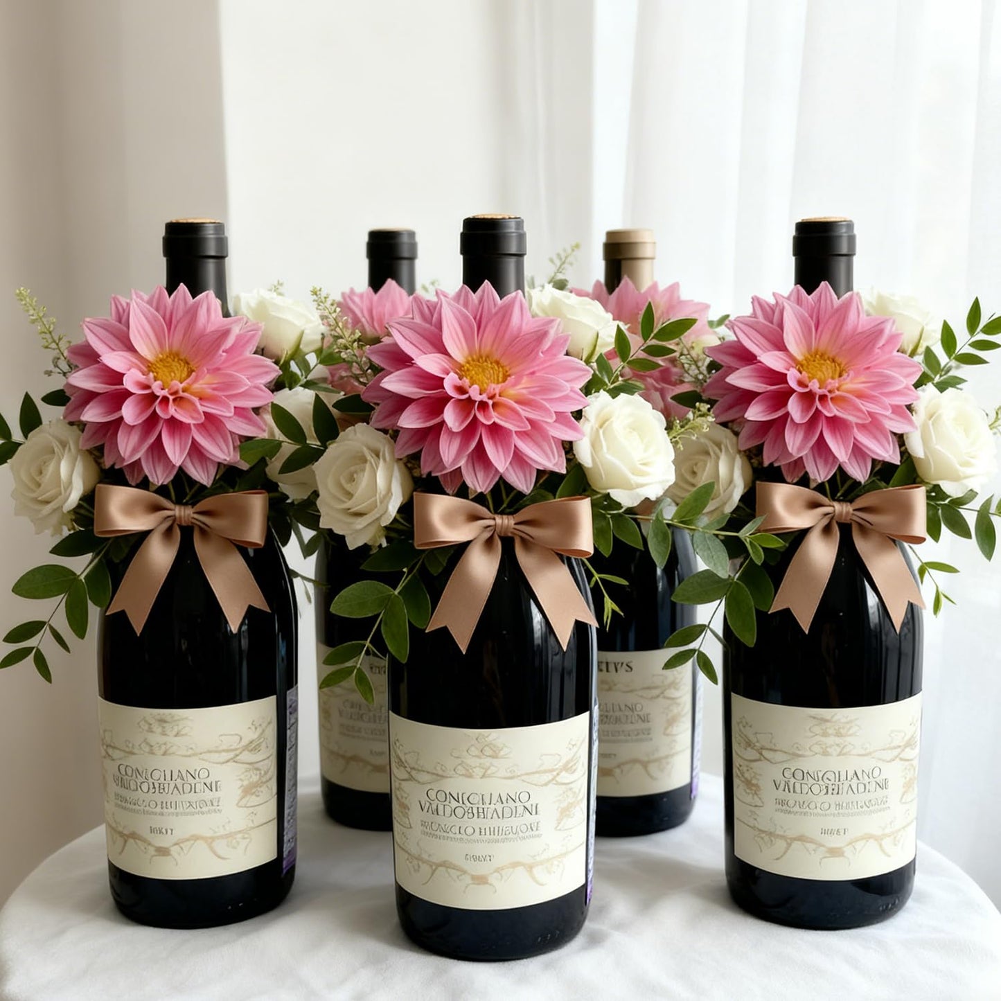 Flower Foam Holders, 12 Pcs Green Round Floral Foam with Adhesive & 38Yd Wire for Wine Bottle Arrangements, Wedding Centerpieces, DIY Fresh/Dried Artificial Flowers Decor