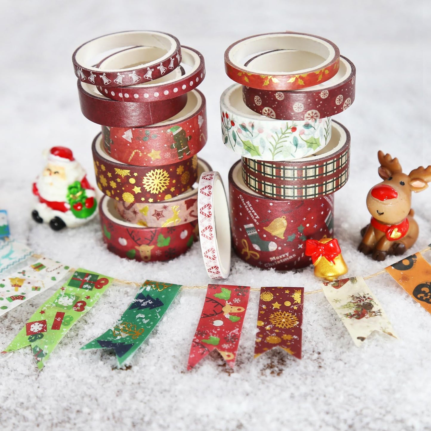 NIKOMIE 60 Rolls Holiday Washi Tape Set,4 Sizes Decorative Masking Tape Christmas Thanksgiving Fall Halloween Winter Washi Tape for Journaling Supplies Scrapbook Journal Bullet