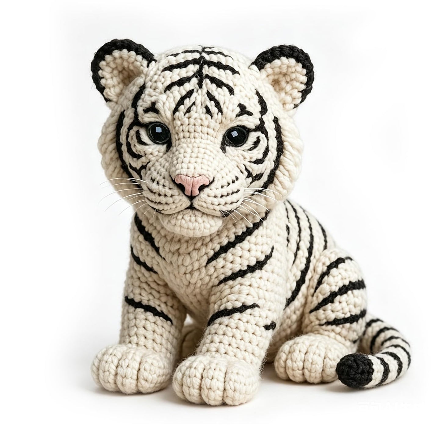 FACE N FACE DIY Crochet White Tiger Kit for Beginners – Amigurumi Tiger Cub Stuffed Animal Knitting Kit with Yarn, Hook & Step-by-Step Instructions – Easy Beginner Crochet Animal Craft for Adults