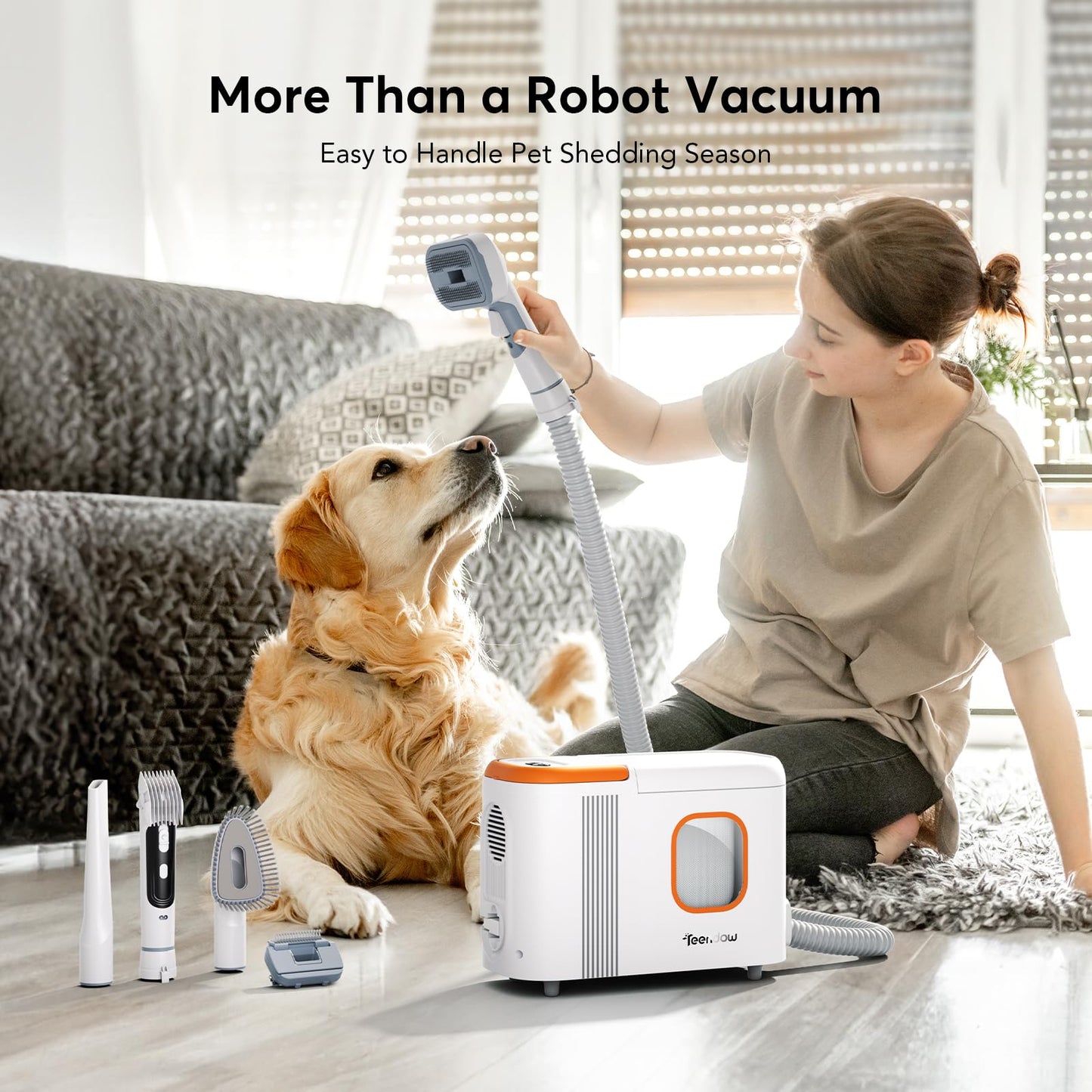 Teendow D20S Max+ Robot Vacuum and Mop, Specifically Handling Pet Hair Design, 6000Pa Max Suction, with Self-Empty Dock, 10 Weeks Hands-Free Cleaning, PreciSense LiDAR Navigation, App & Voice Control