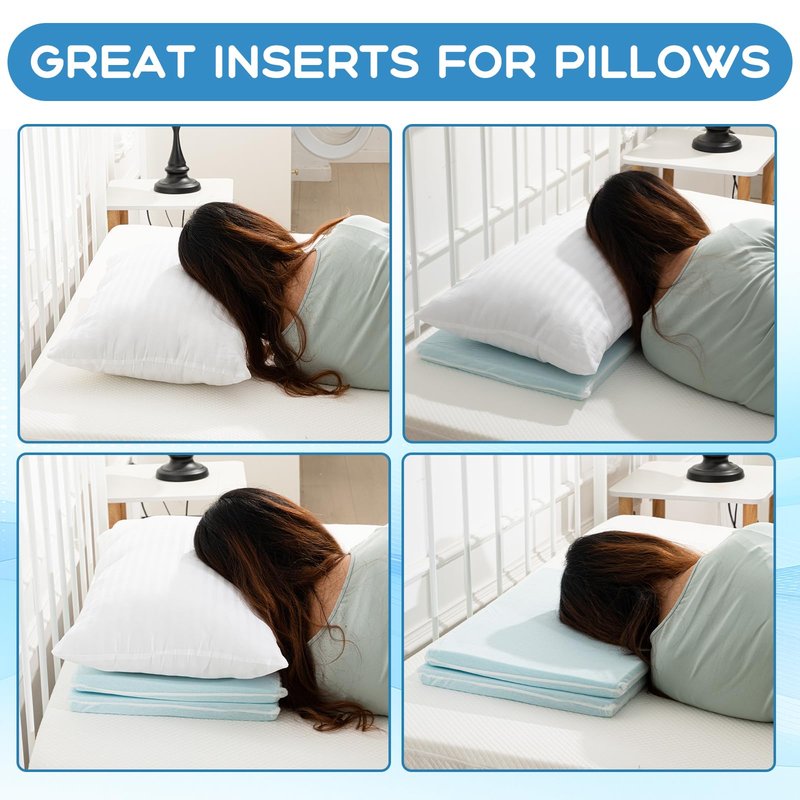 Beeveer 2 Pcs Adjustable Memory Foam Pillow, Thin Height 1.2'' Soft Insert Slim Flat Pillow for Neck Support Neck Pain Relief for Back, Side, Stomach Sleeper (23.6'' x 14.2''x 1.2'', Blue)