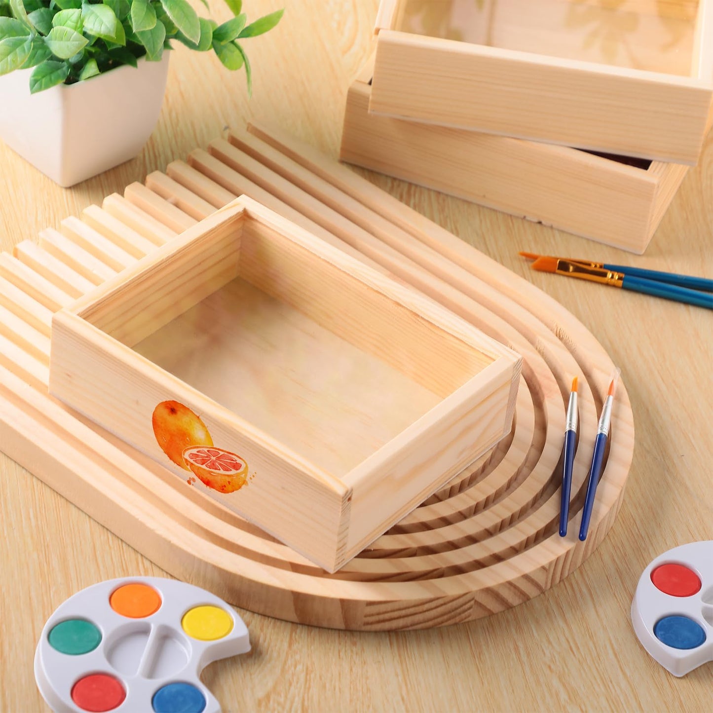 Thyle 12 Pcs 4.9 x 6.3 Inch Unfinished Wood Boxes with Acrylic Lids Small Unfinished Shadow Wood Boxes Crafts Gift for Flower DIY Wedding Party Favor Supplies