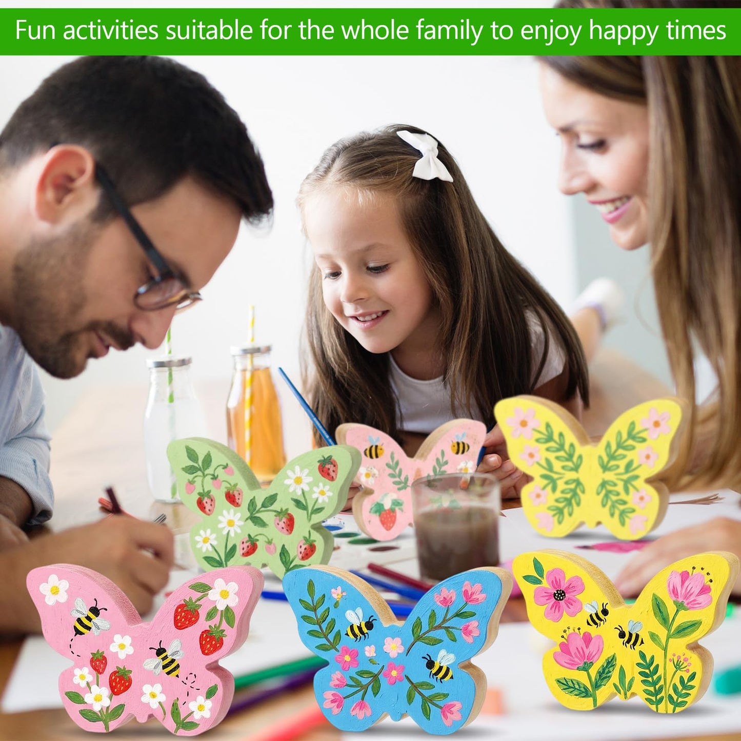 Novabright 6 Pcs Large Wooden Butterfly Block Unfinished Butterfly Shaped Signs Wood Blocks to Paint Blank Wood Table Centerpieces for Spring Home Decor Classroom DIY Art Craft Party Supplies