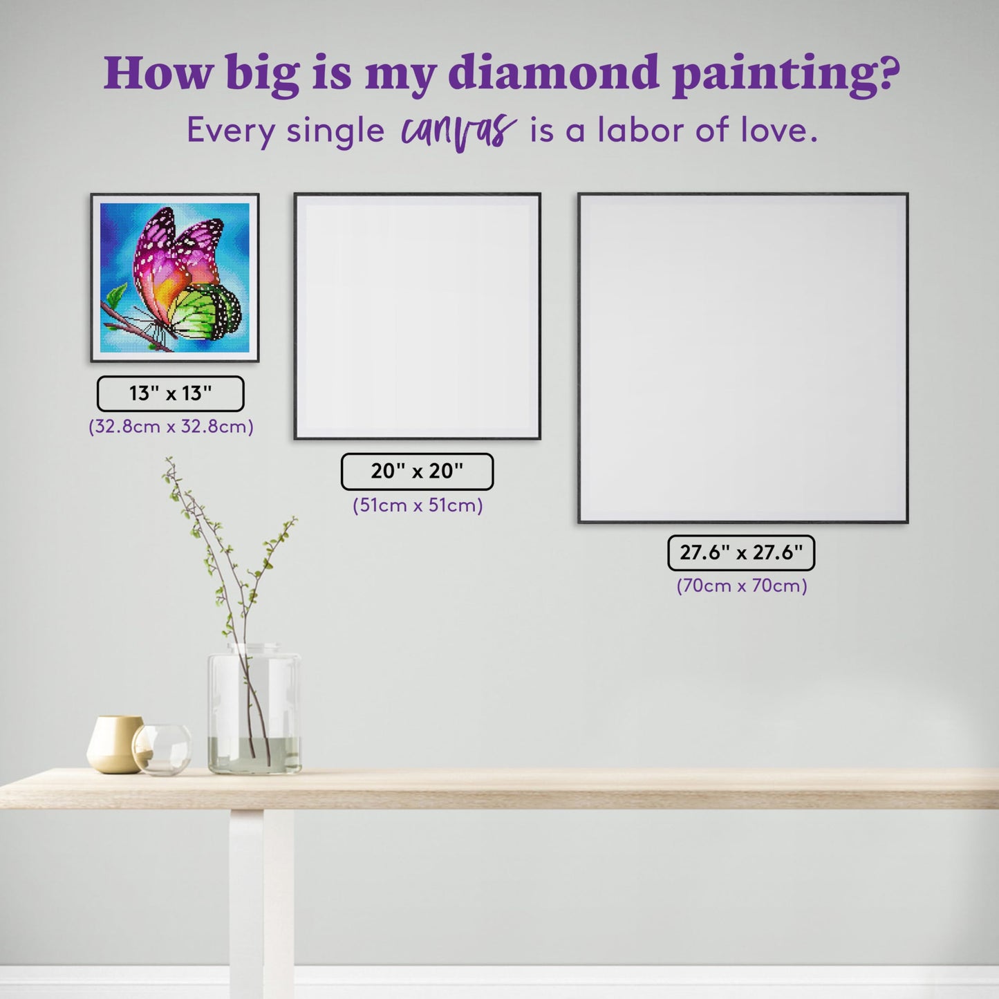 DIAMOND ART CLUB Watercolor Butterfly Diamond Painting Kit, Fun DIY Crafts for Adults, Round Diamond Art Canvas, 13" x 13" (32.8 cm x 32.8 cm)