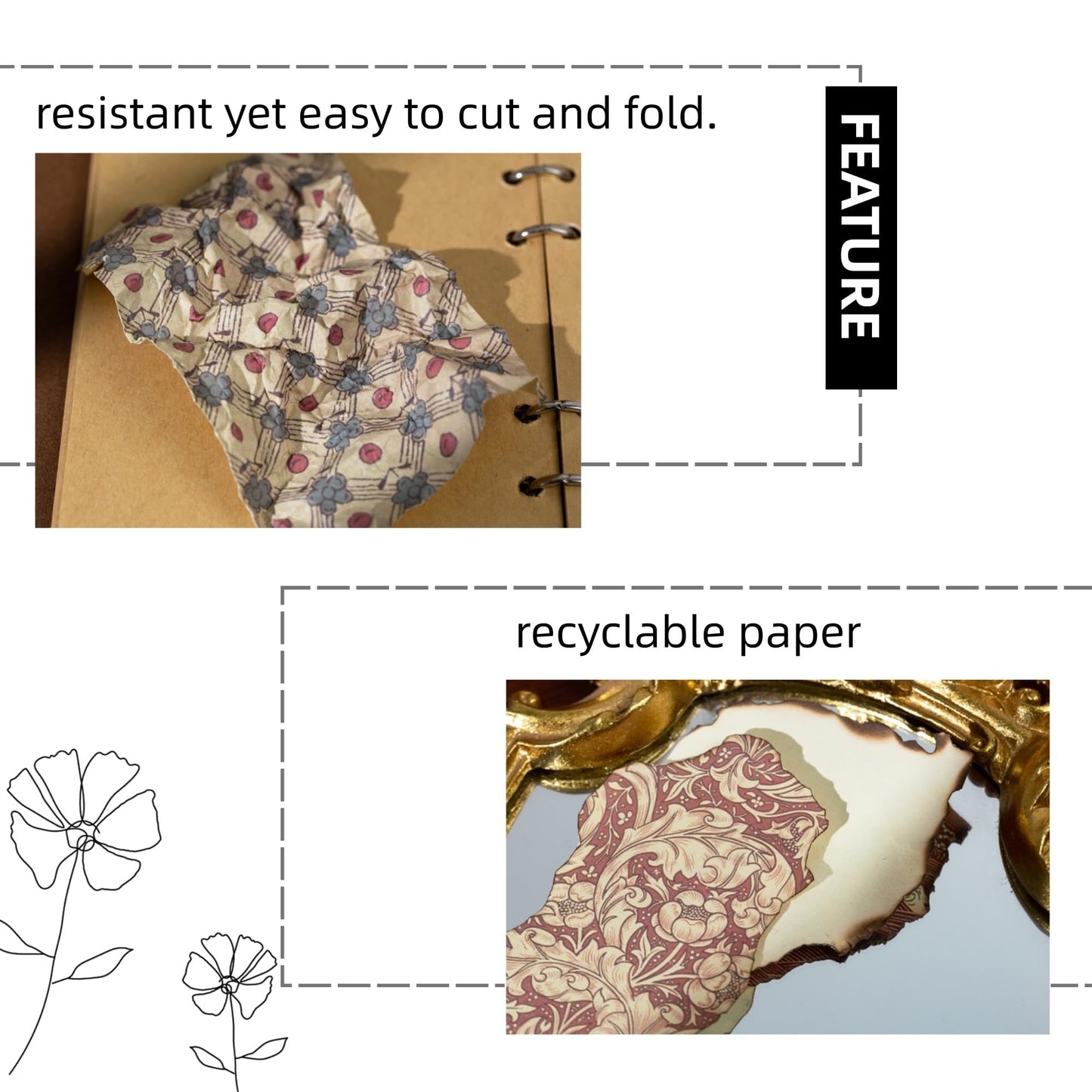 Weeck 360Pcs Flower Vintage Scrapbook Paper Set, Antique Single Side Printed Journaling Scrapbooking Supplies Craft Decoupage Papers Kit for DIY Card Making, Photo Album, Junk Journals Collage