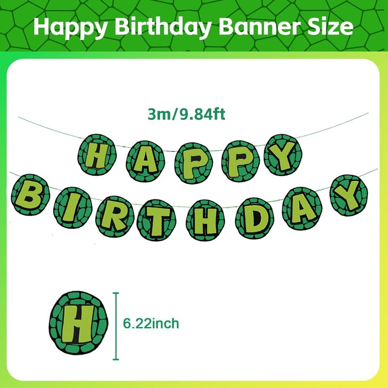 Turtle Birthday Party Decorations Happy Birthday Party Turtle Party Supplies - Big Cake Topper - Cupcake Toppers - Balloons - Happy Birthday Banner