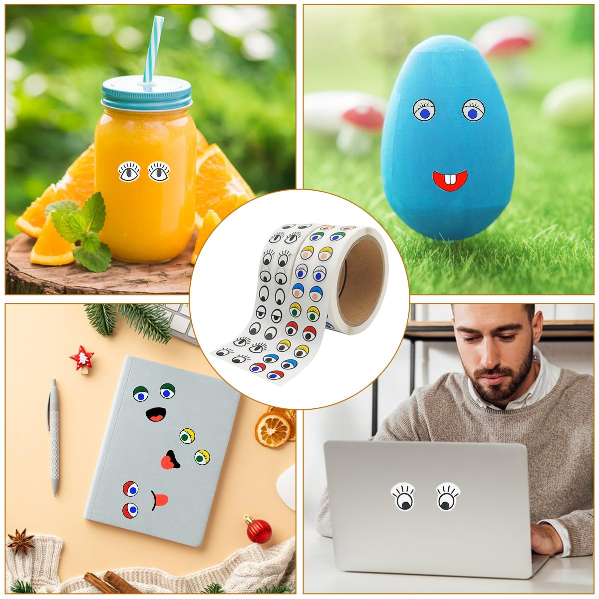 4000 pcs Eye Stickers, DaKuan 2 Models Eyeball Stickers, Eyes for Crafts, Sticker Eyes, for Handmade DIY, Crafts and Decorations (Black and White and Colour)