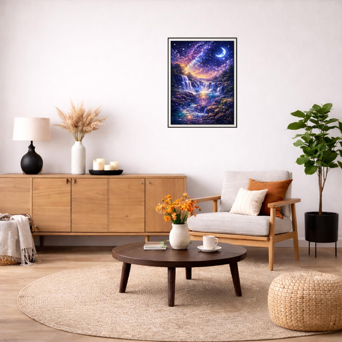 IOHEFY Diamond Painting Kits for Adults 12x16 Inch Starry Night Waterfall Galaxy Fantasy Full Drill Acrylic Rhinestone DIY Art Moon Mystical Landscape Women Beginner Wall Decor Birthday Gift