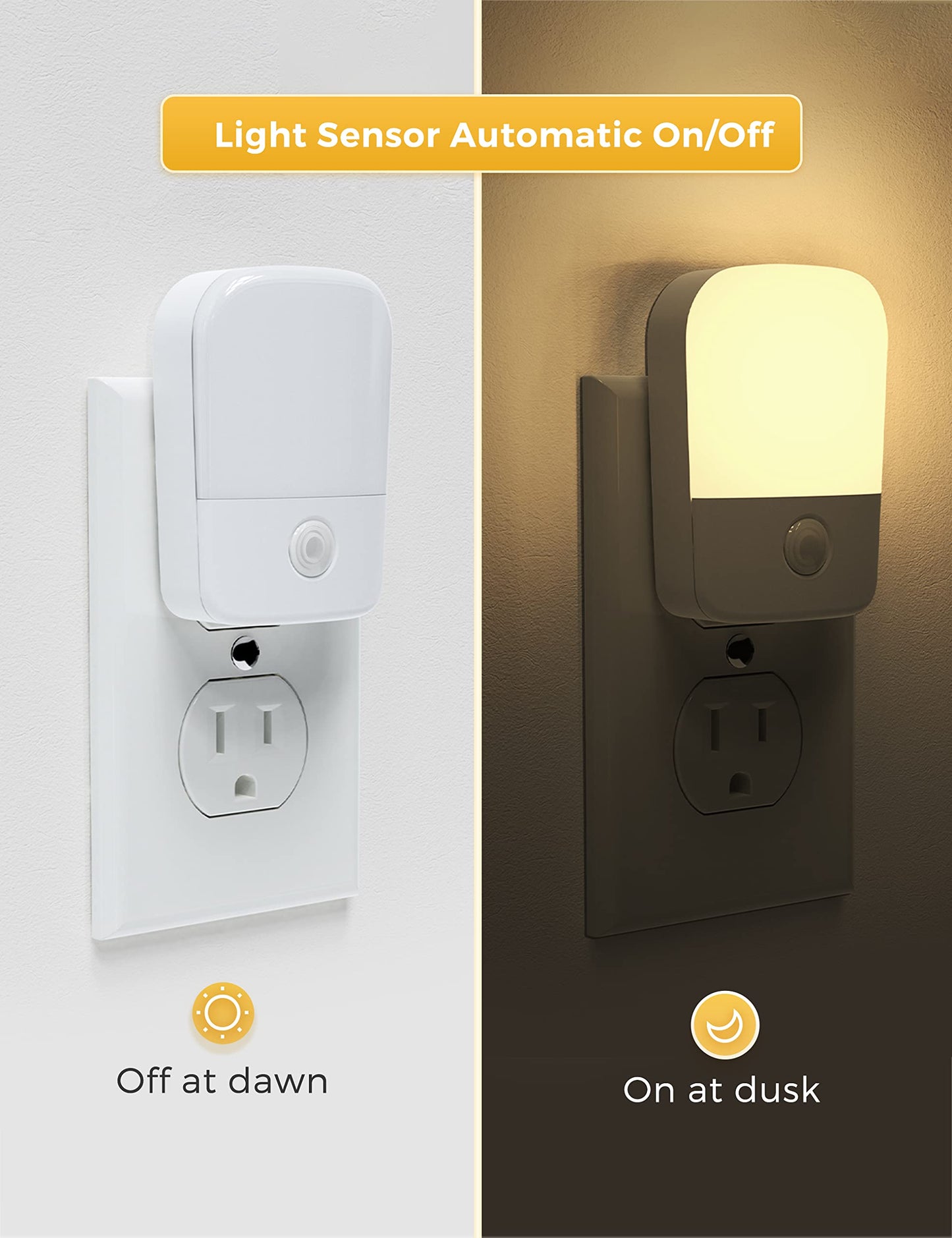 L LOHAS LED Night Lights Plug into Wall 2 Pack, Plug in Night Light with Dusk to Dawn Sensor, Brightness Adjustable 30/60LM, Soft Warm White Nightlights for Kids, Hallway, Bedroom, Kitchen