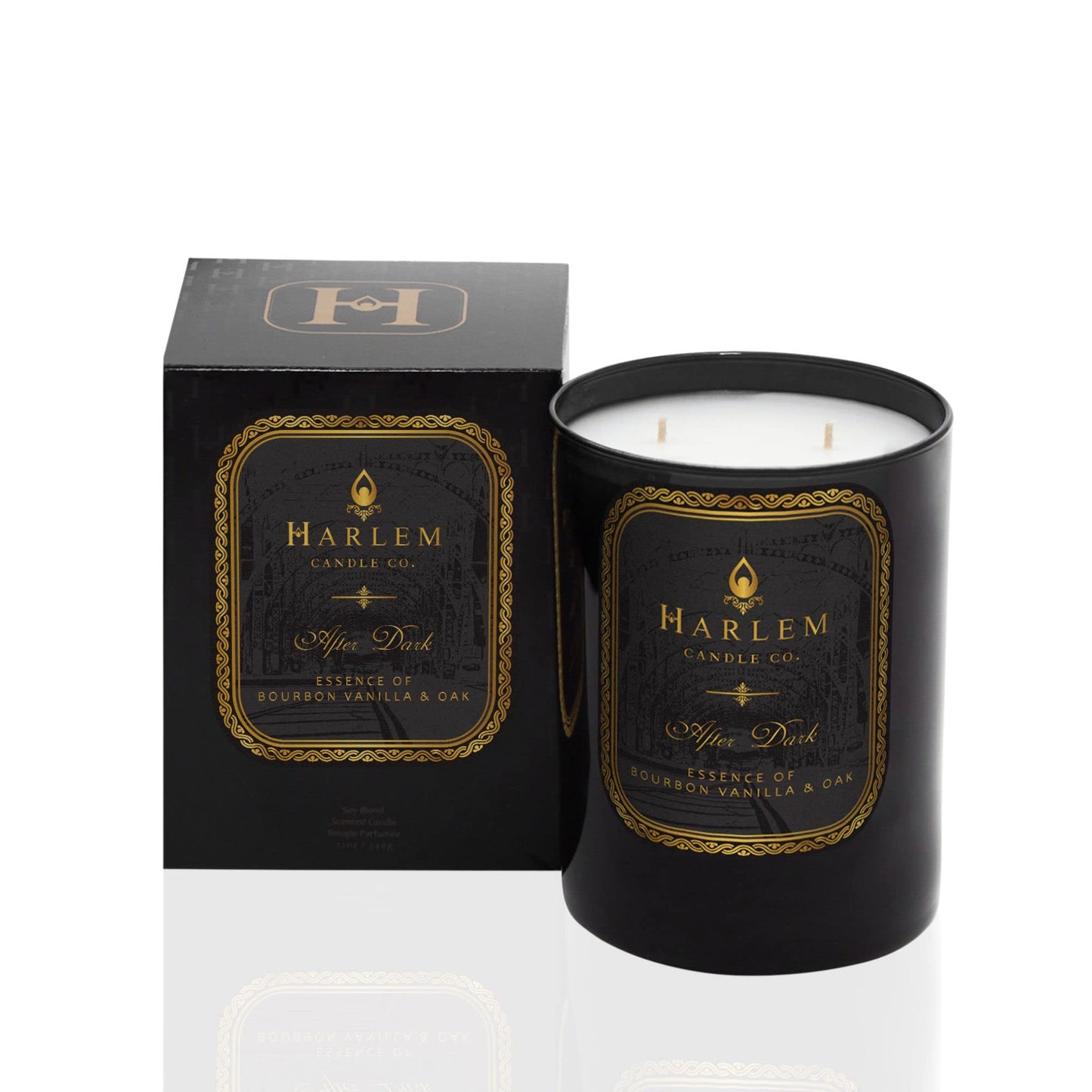 HARLEM CANDLE CO. After Dark - Luxury Scented Soy Candle, 11 oz - 80-Hour Burn Time | Bergamot, Saffron, Bourbon Vanilla, Oak | Scented Candles for Home