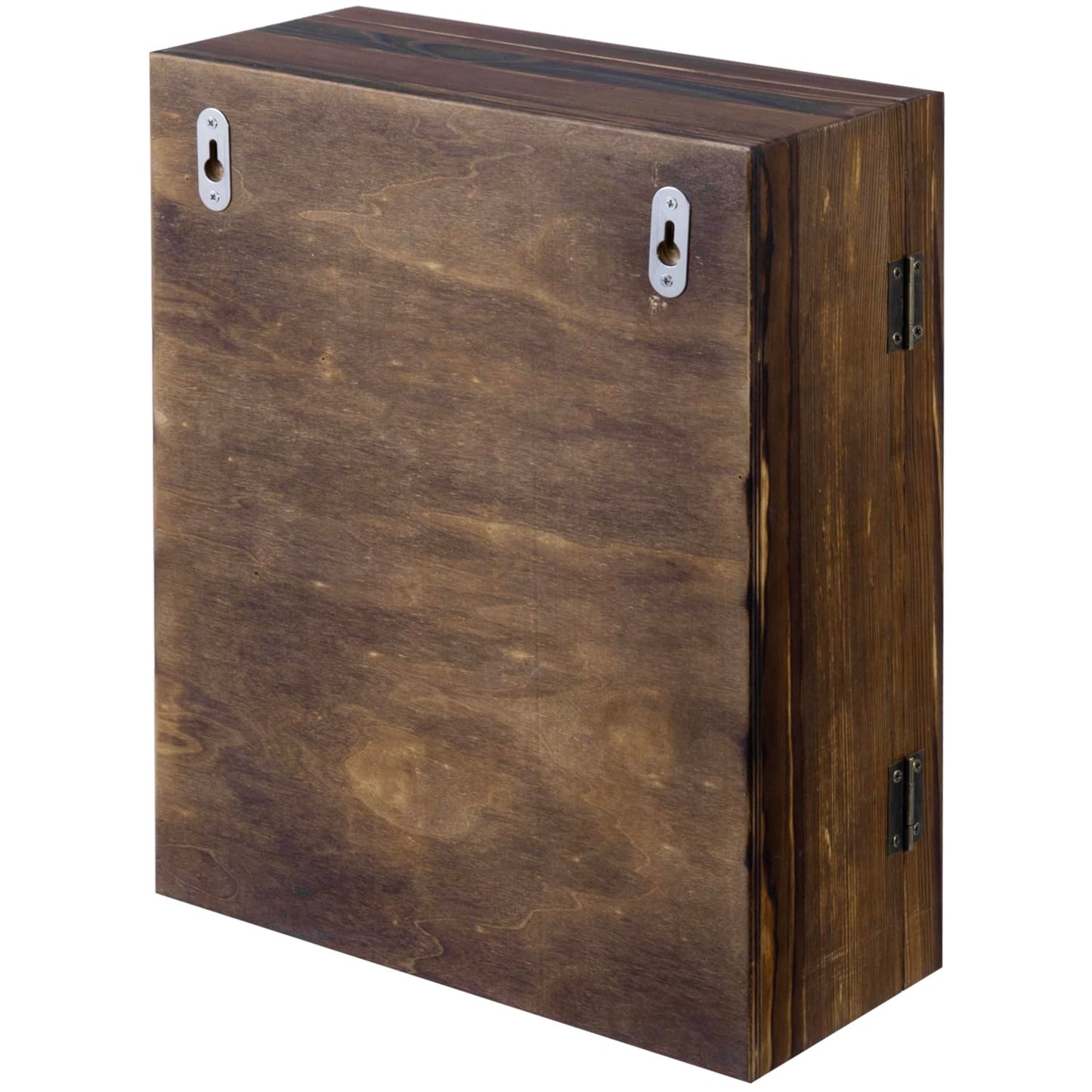 MyGift 11x14 Deep Shadow Box Frame with Cork Board Backing and Acrylic Paneled Cursive Hinged Door, Rustic Burnt Wood Wall Mounted Shadow Box Display Case Cabinet