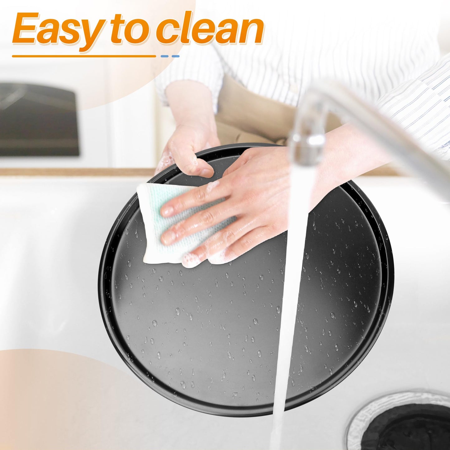 GYPNS 13 Inch Nonstick Pizza Pan Fit for Breville Smart Oven BOV800XL, BOV845BSS Countertop Oven Accessories Round Pizza Tray Replacement, with 50 Pcs Parchment Paper Sheets(Heavy Carbon Steel)