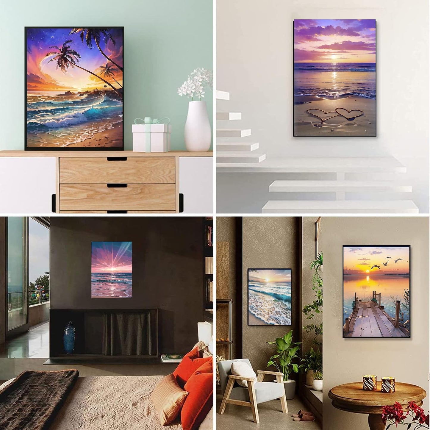 DOTSOPS Diamond Painting Kits Art Adults Painting Kit Crafts DIY 5D Diamond Art Packs Kits Full for Adults Beginner Home Wall Decoration Gift 11.8x15.7 Inches (6 Pack Beach)