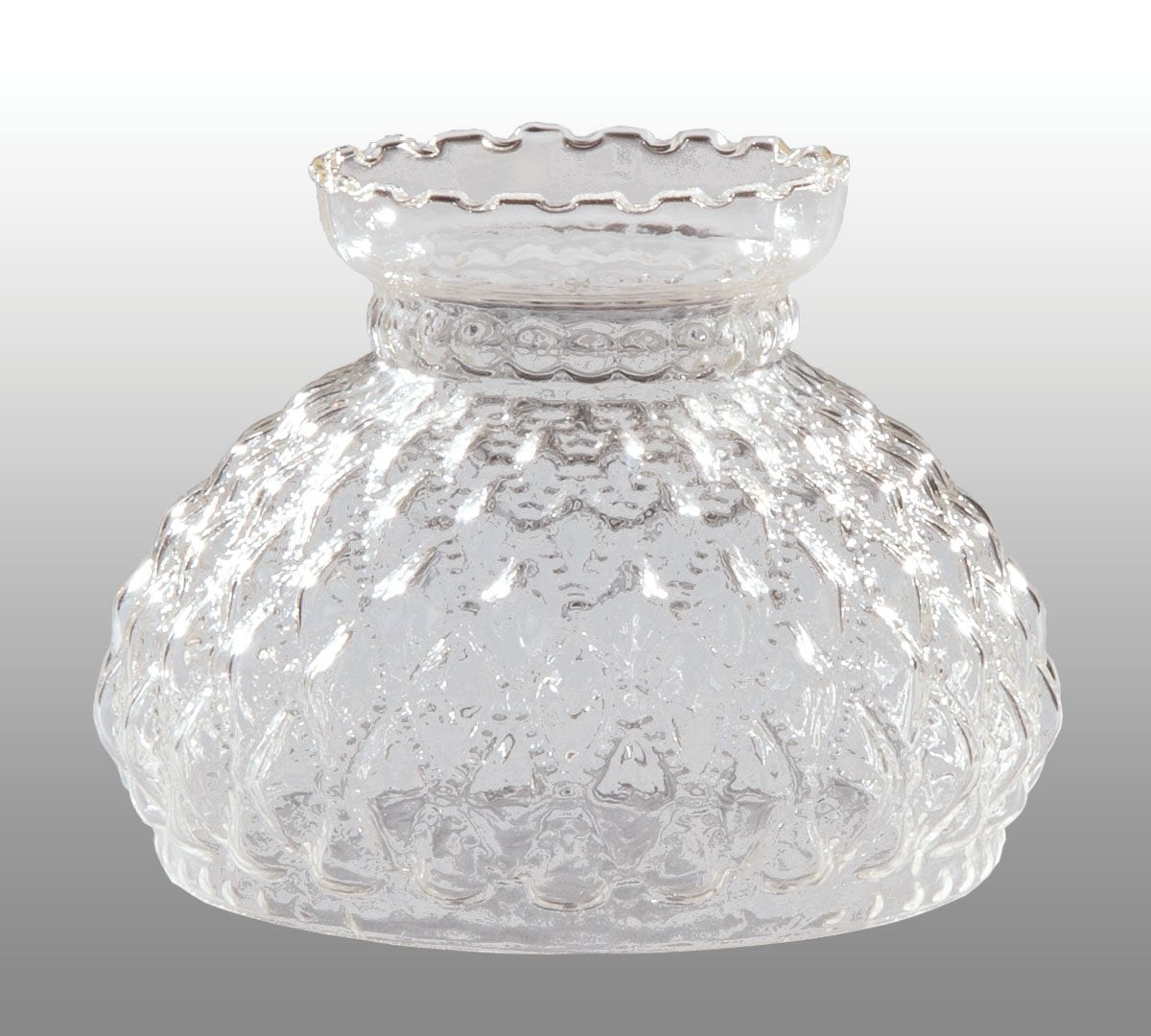 B&P Lamp® 7" Crystal Clear Diamond Quilted Patter Student Shade with Crimped Top
