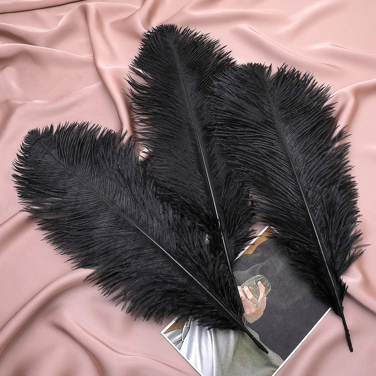 Ballinger 24Pcs 10-12inch Black and White Ostrich Feathers Bundles for Wedding Party Home