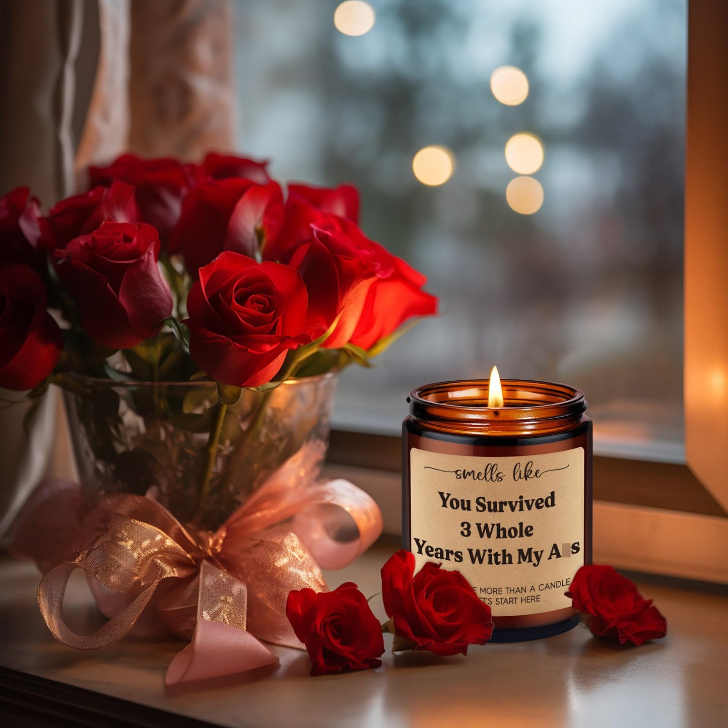 GSPY Candle, 3 Year Anniversary Candle Gifts for Him, Her, Couple - 3rd Anniv. Funny Gifts for Husband, Wife, Girlfriend, Boyfriend, Men - 3 Year Leather Anniversary, Third Wedding Anniv. Present