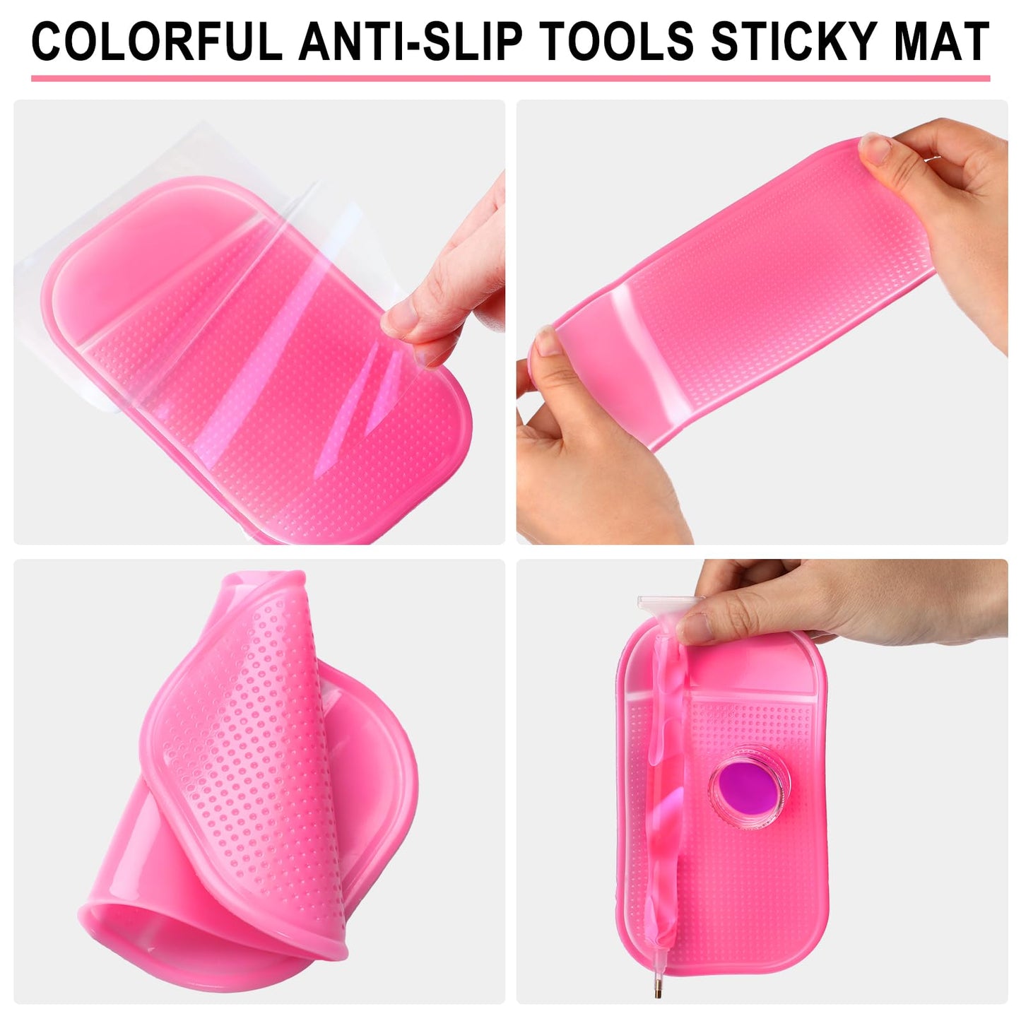 Outus 31 Pcs 5D DIY Diamond Tools Kit with Handmade Resin Painting Pens, Anti-Slip Mats, Plastic Diamond Trays, Clay Boxes, Drill Point Accessories for Adults DIY Craft(Pink, Purple)