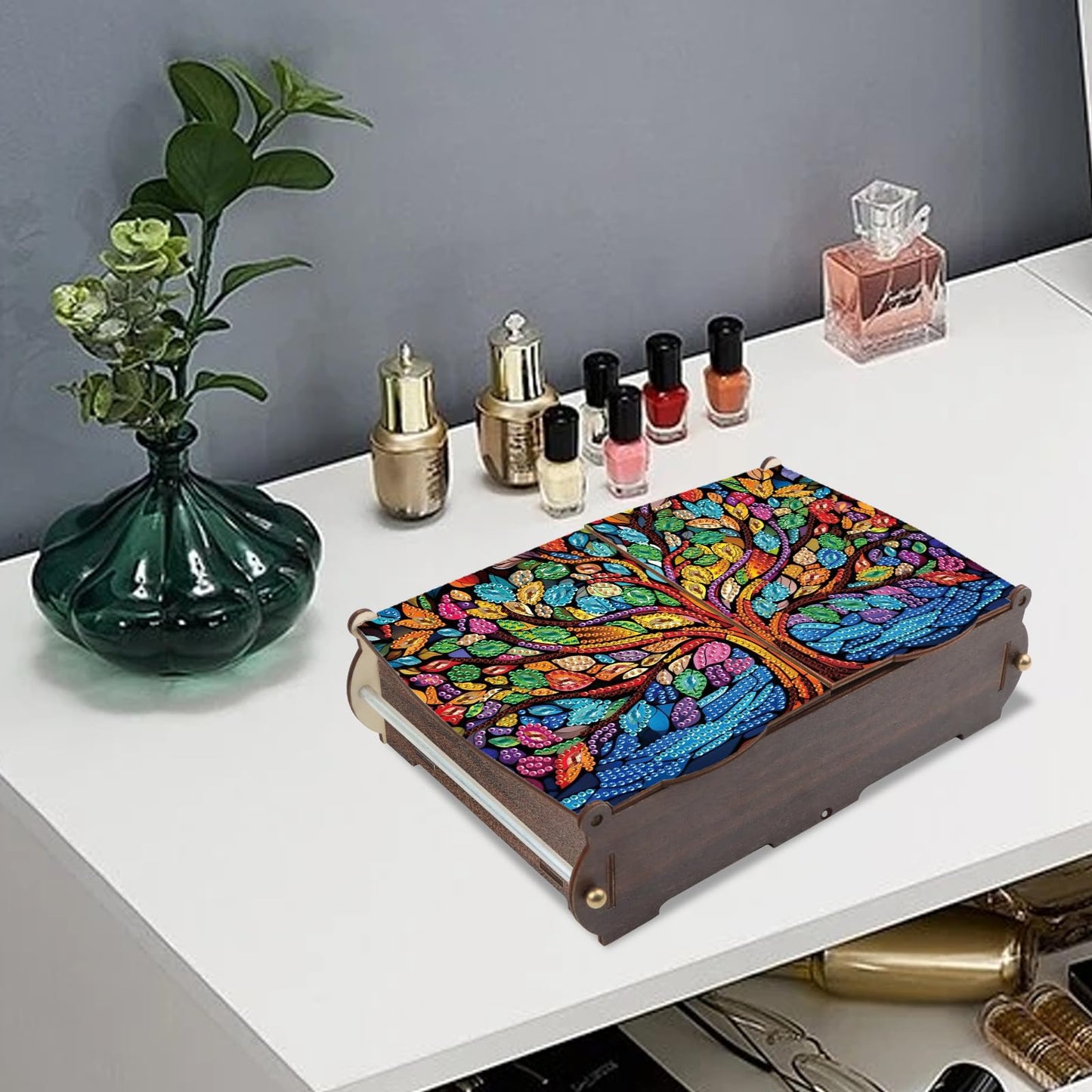 Tontut Diamond Painting kit Storage Box, Tree DIY Multifunctional Handmade Storage Box for Home Holiday Gifts
