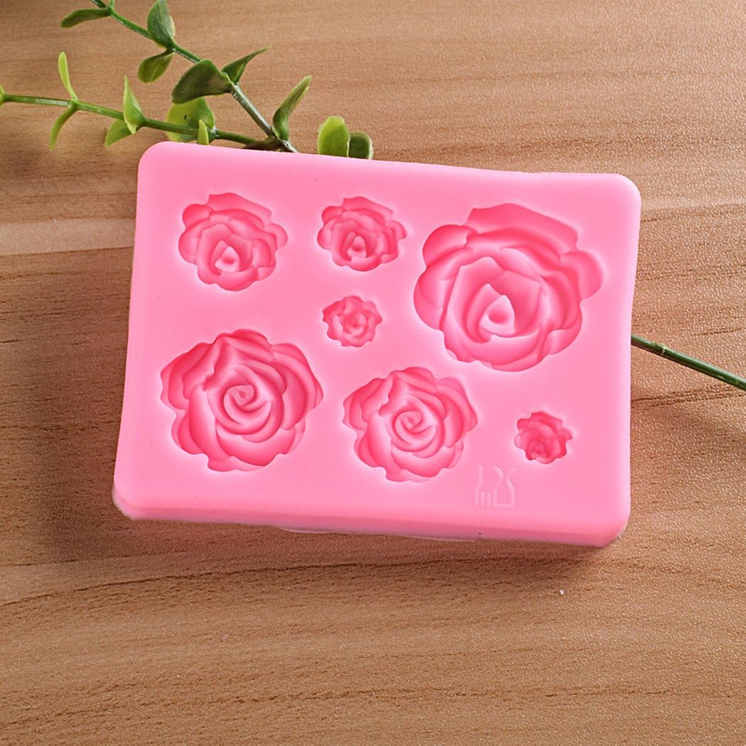 SaSa Design Rose Silicone Mold, Small Soap Clay Fimo Chocolate Baking Tool for Cake Decoration